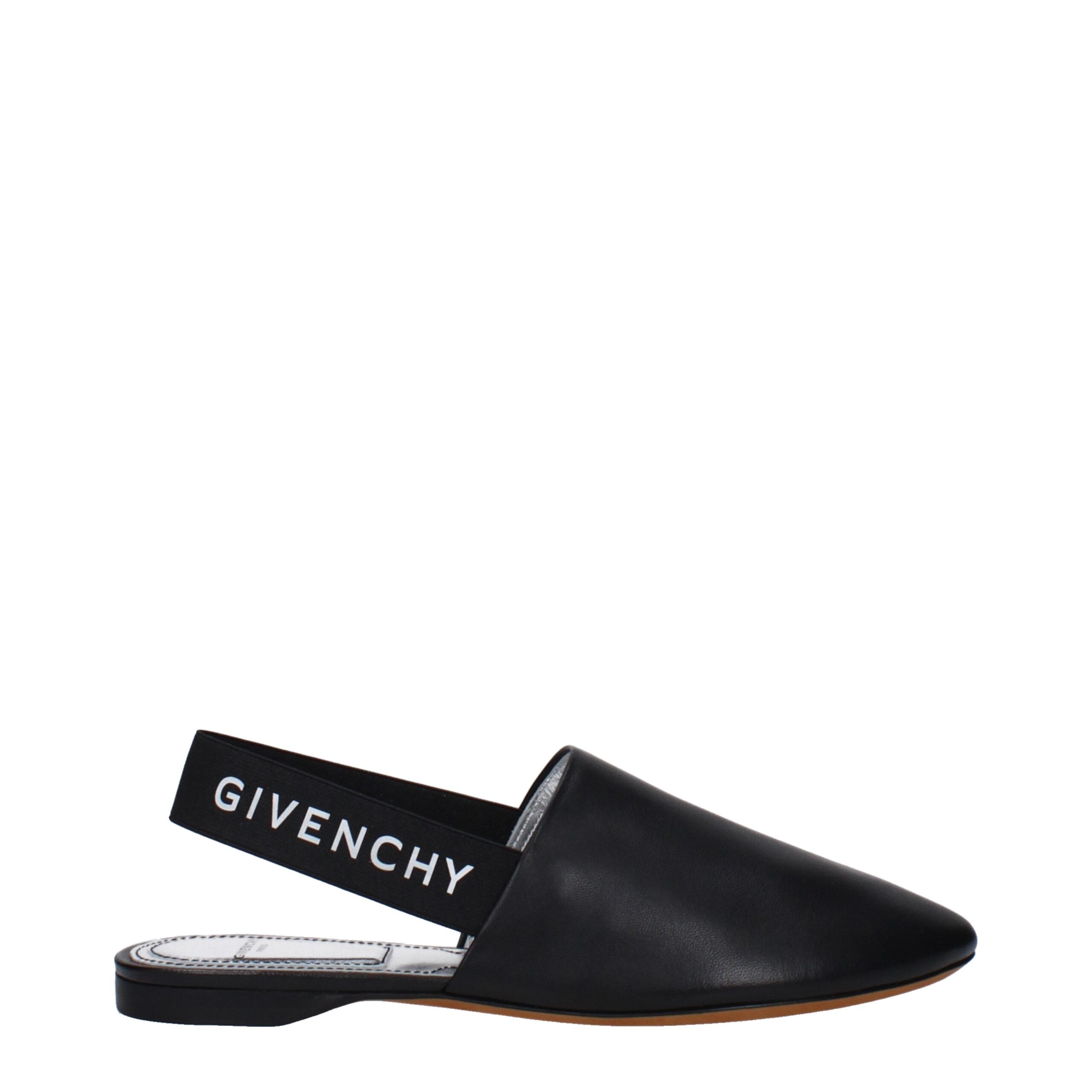Black Leather Mules