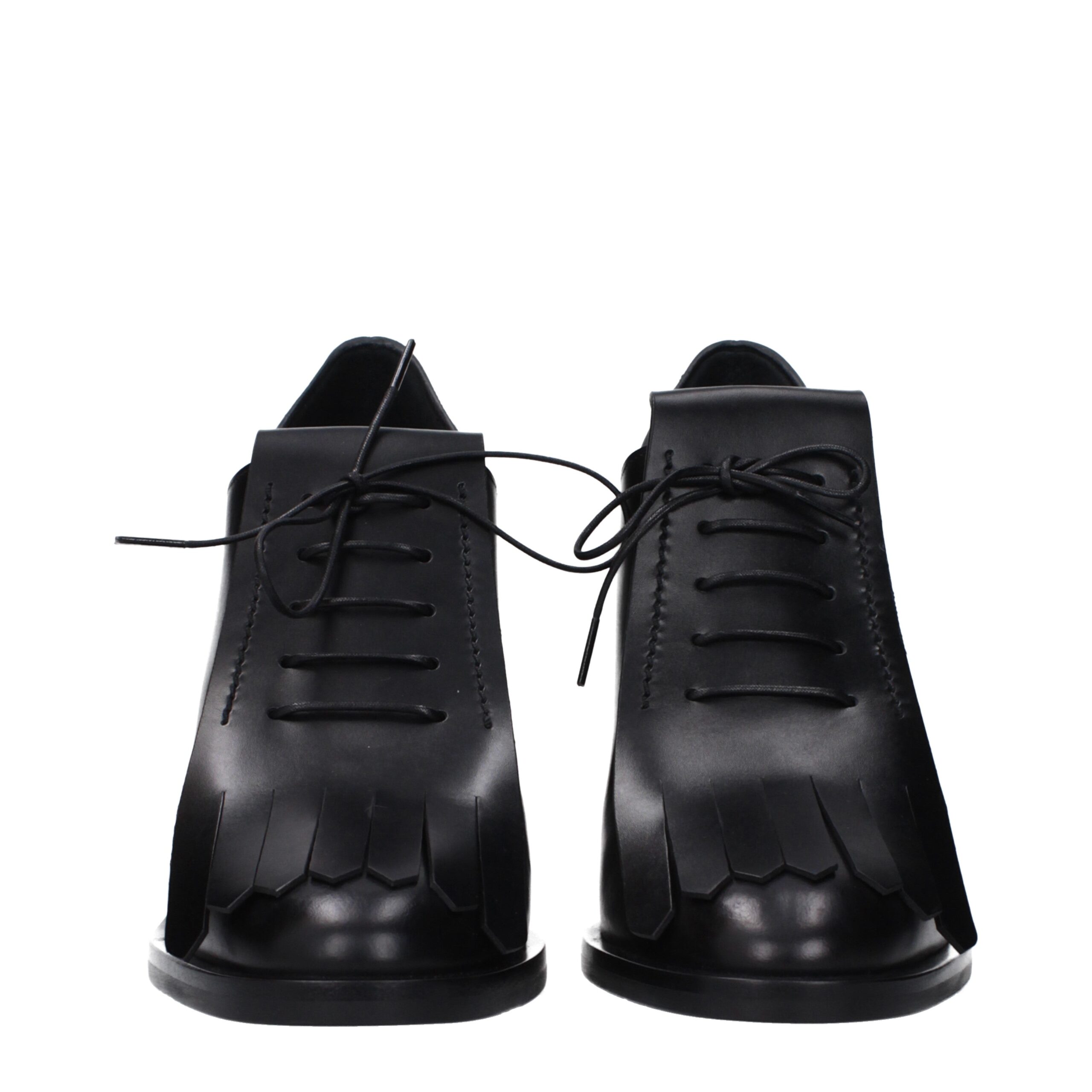 Black Leather Lace-Up