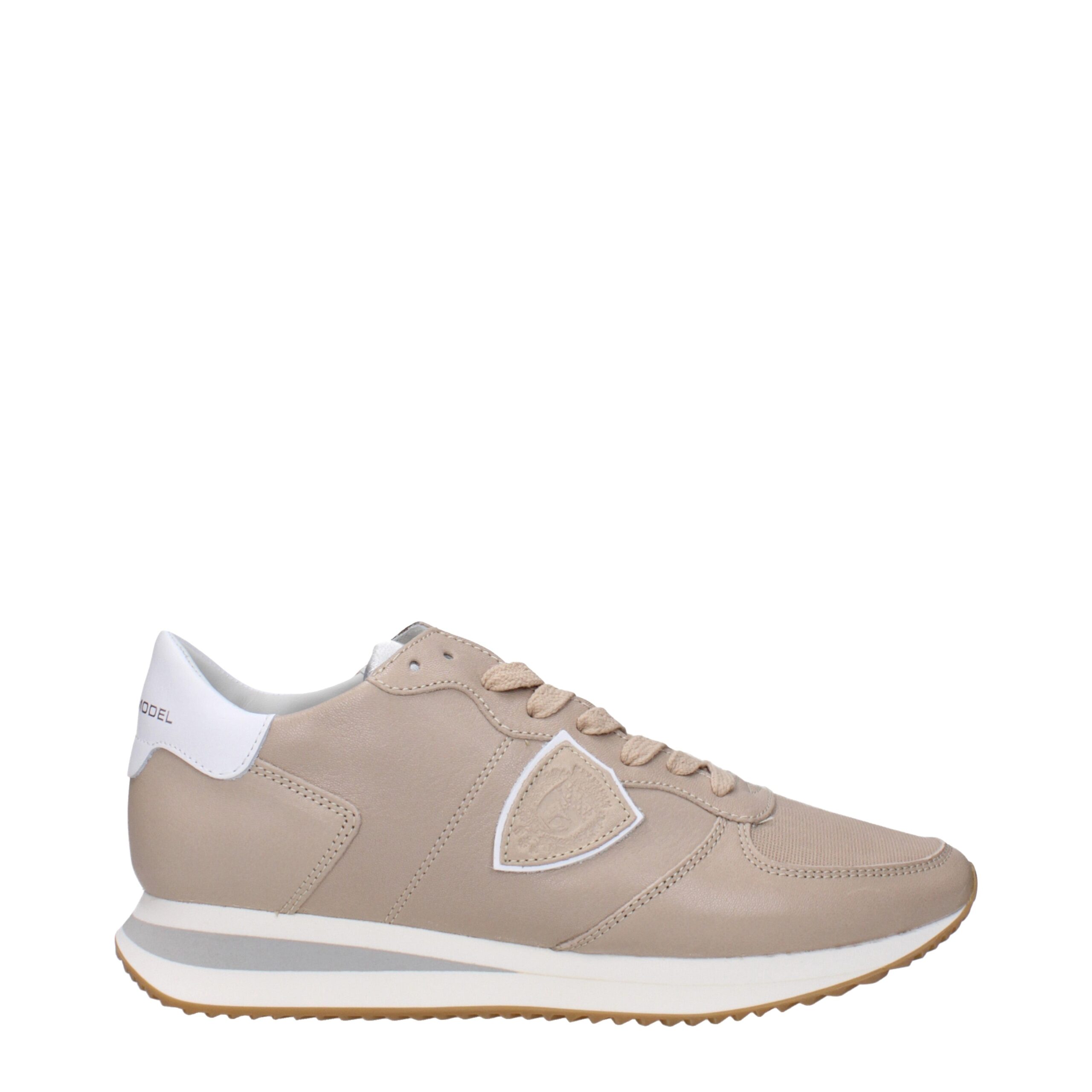 Beige Leather Low Tops