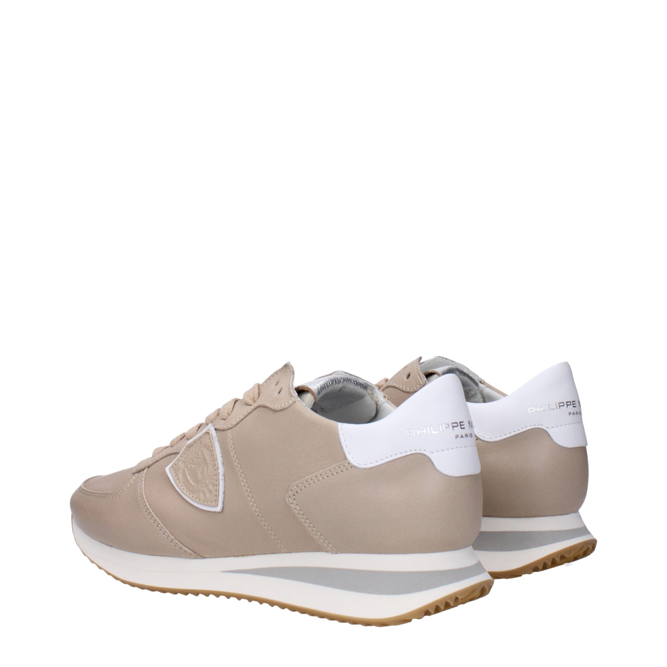 Beige Leather Low Tops