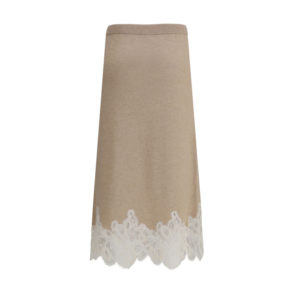 Wool and lace Midi Skirt