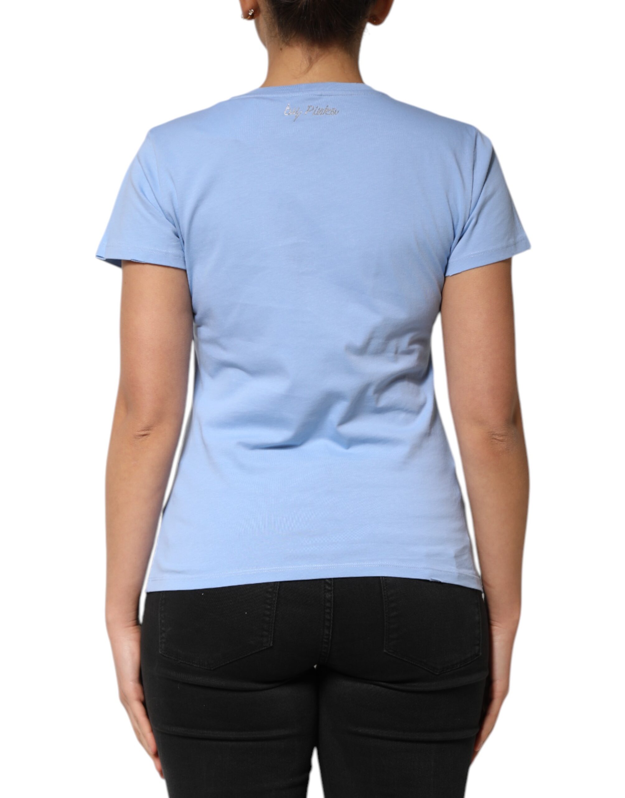 Pinko Blue Love Story Sequined Embellished Short Sleeves T-shirt