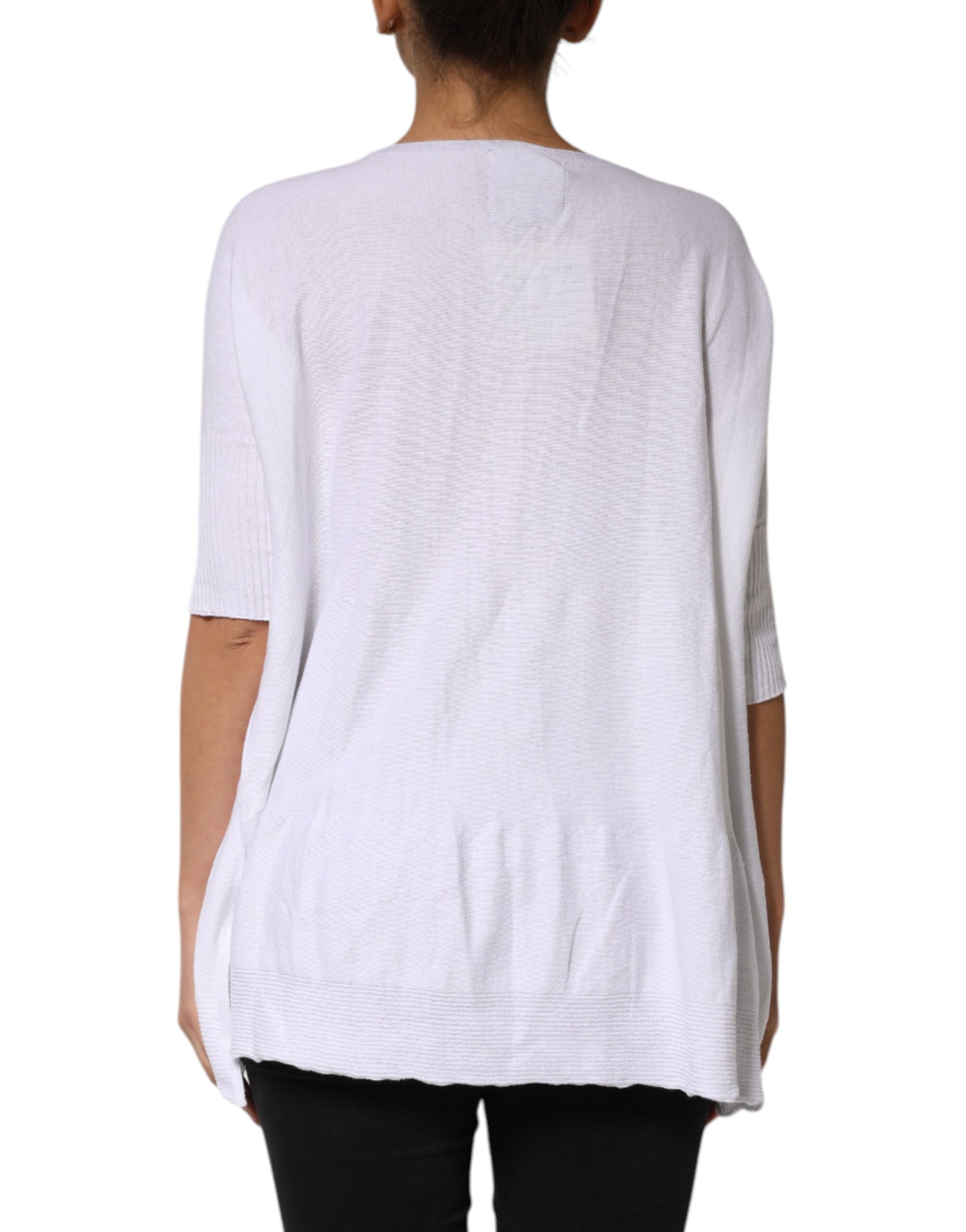Think Pink White Cotton Short Sleeves Round Neck Blouse Top