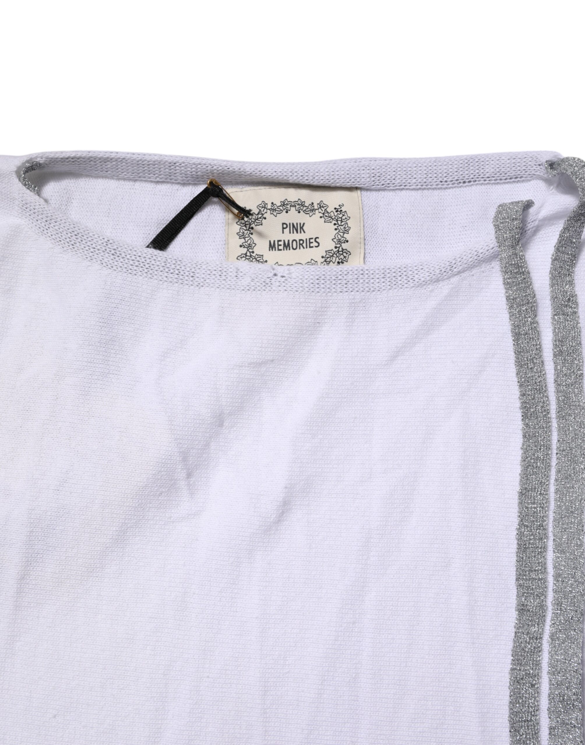 Think Pink White Cotton Short Sleeves Round Neck Blouse Top