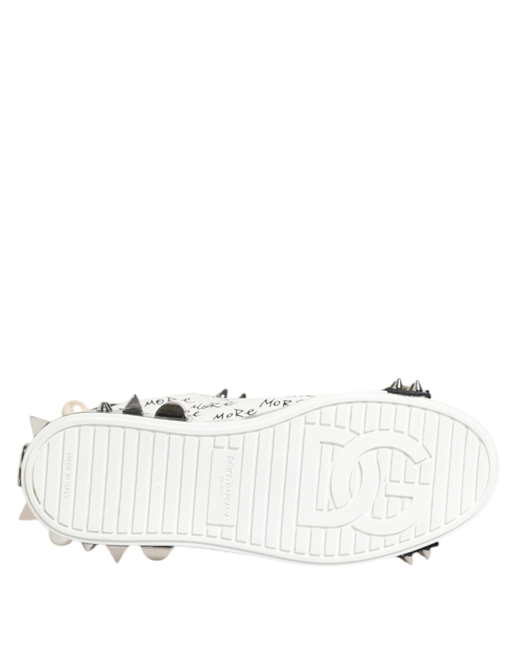 Dolce & Gabbana Black White Studded Low Top Sneakers Shoes
