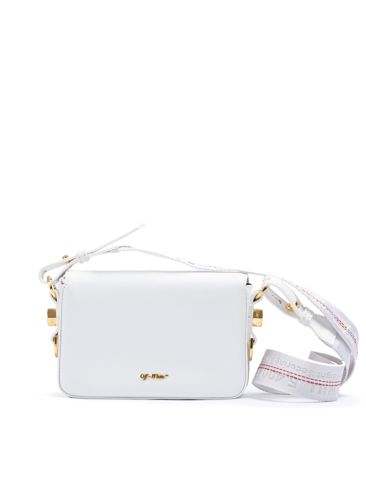 Off-White White/Gold Metallic Stripe Mini Crossbody Bag