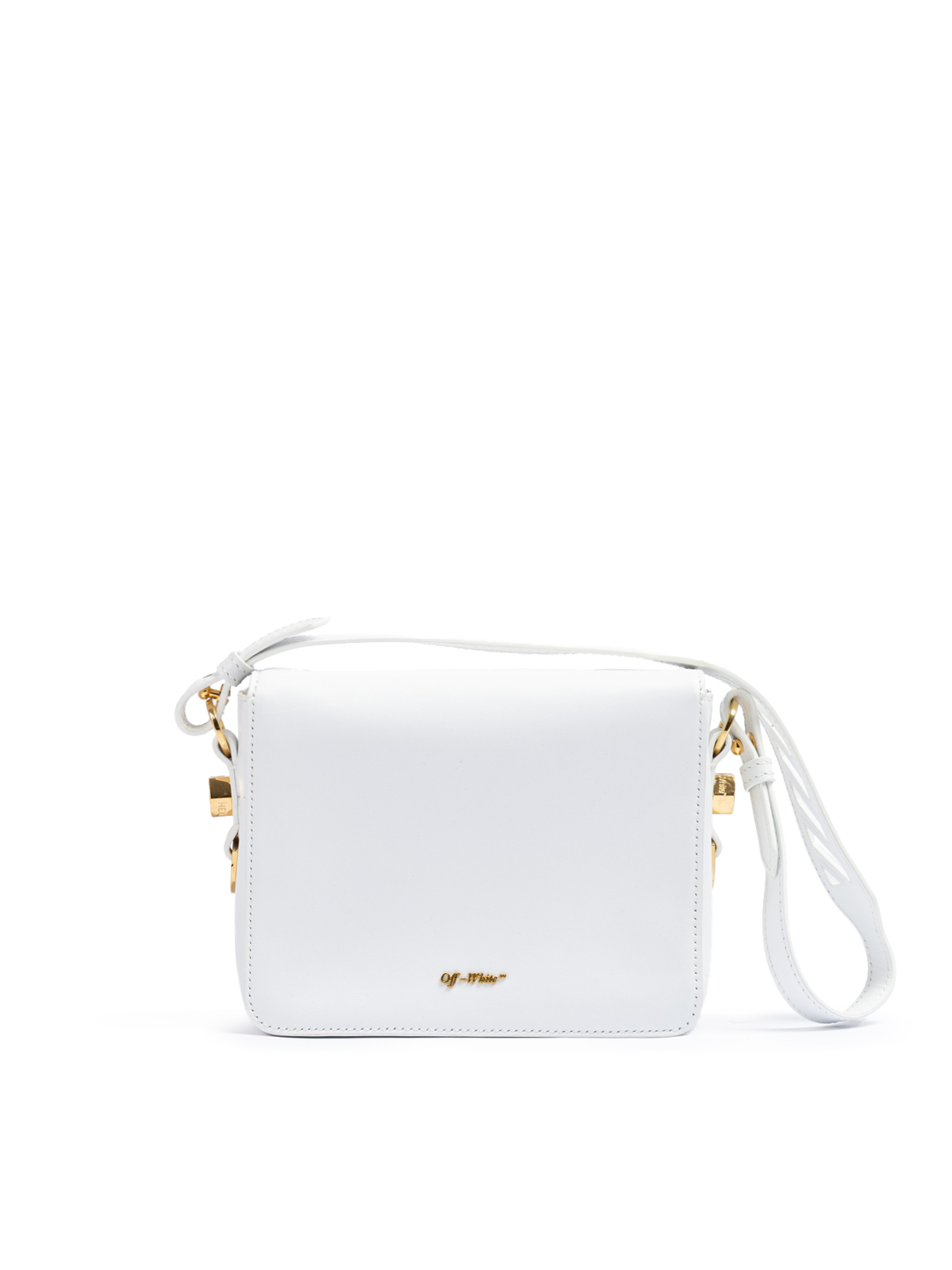 Off-White White/Gold Metallic Stripe Crossbody Bag