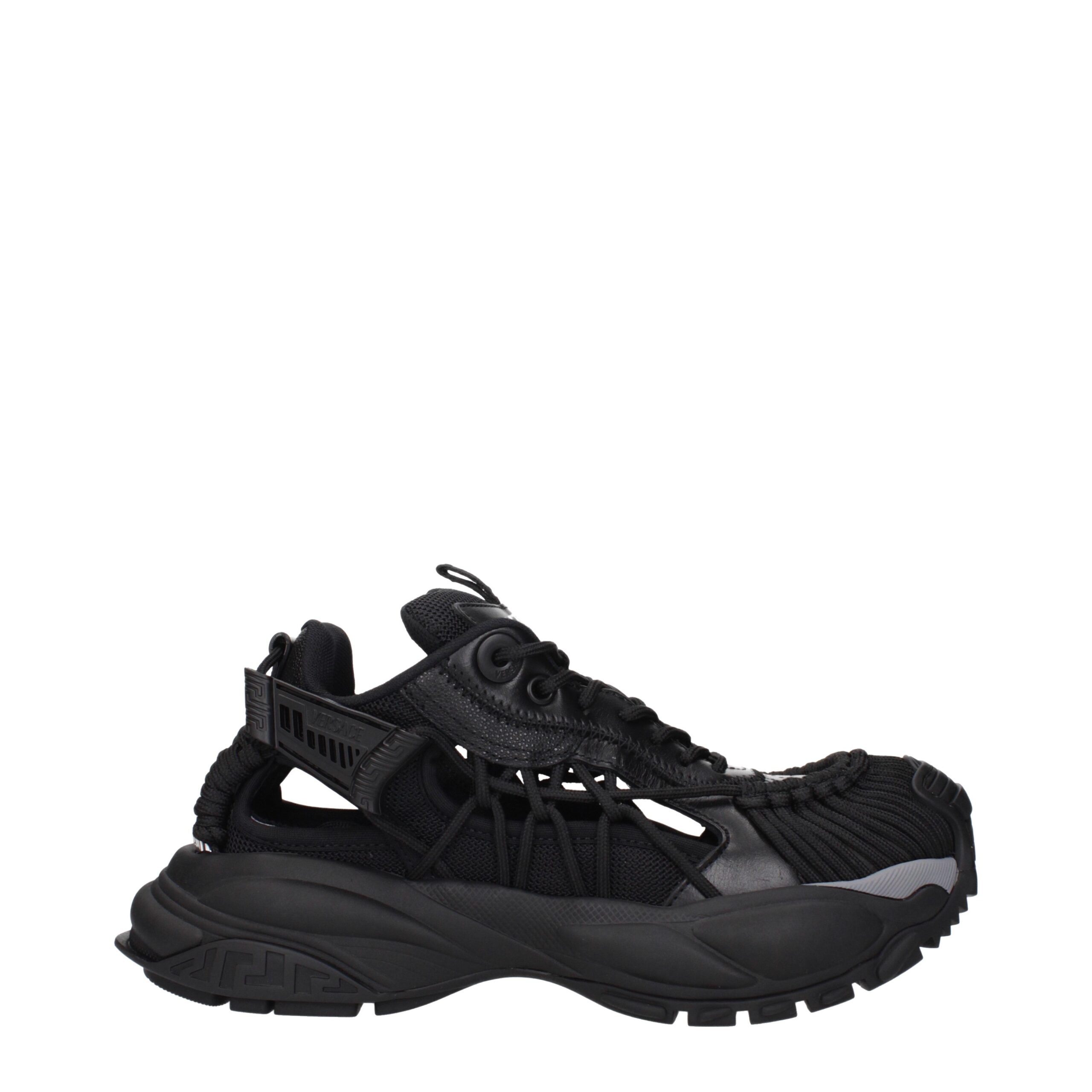 Versace Black Leather Athletic Sneakers