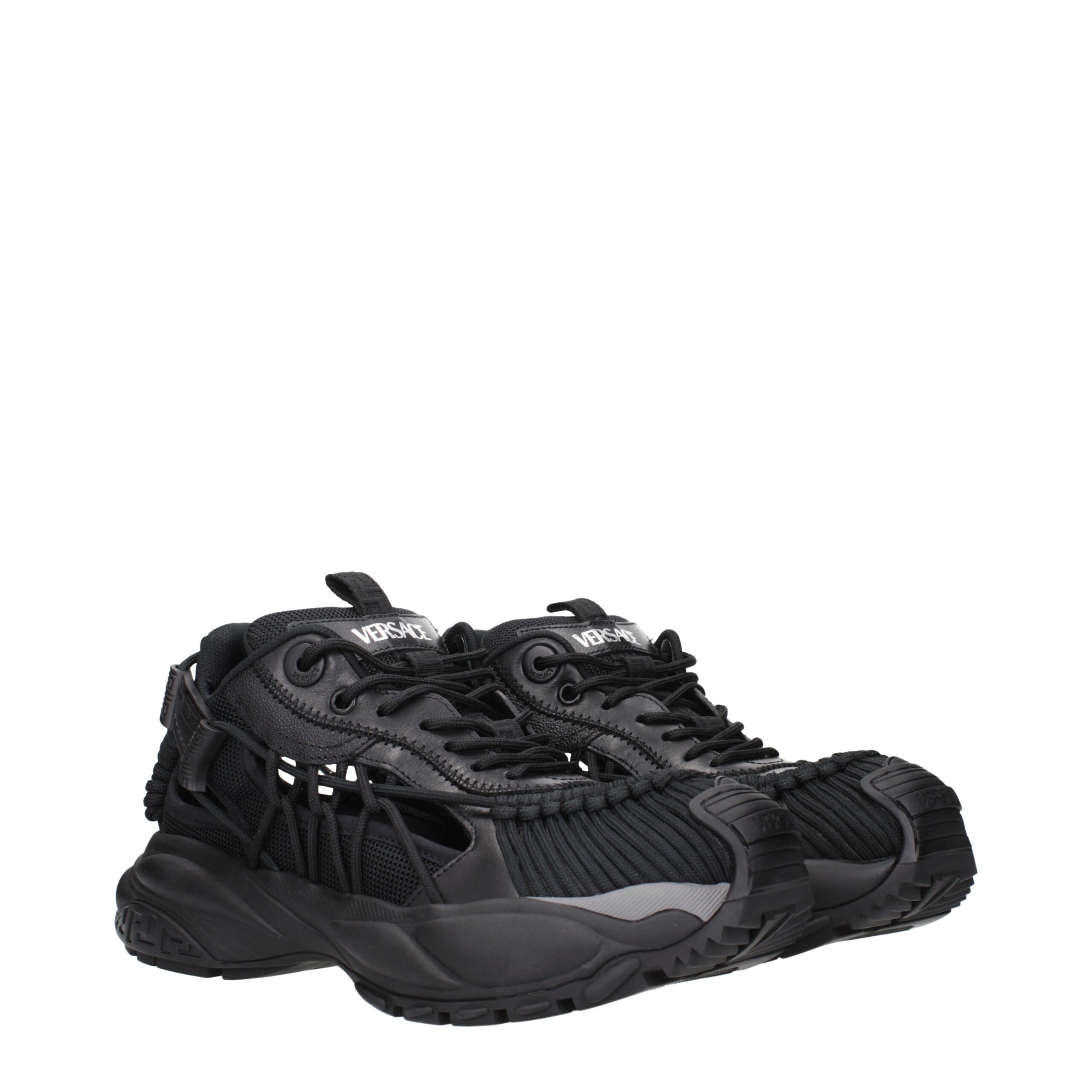Versace Black Leather Athletic Sneakers