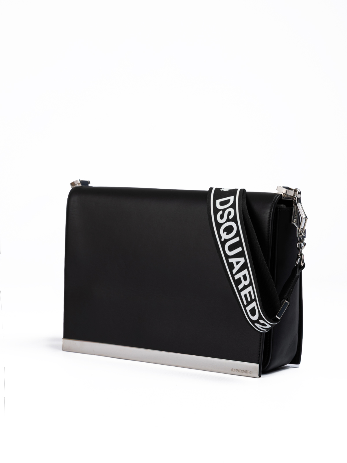 Dsquared2 Black Leather Messenger Bag