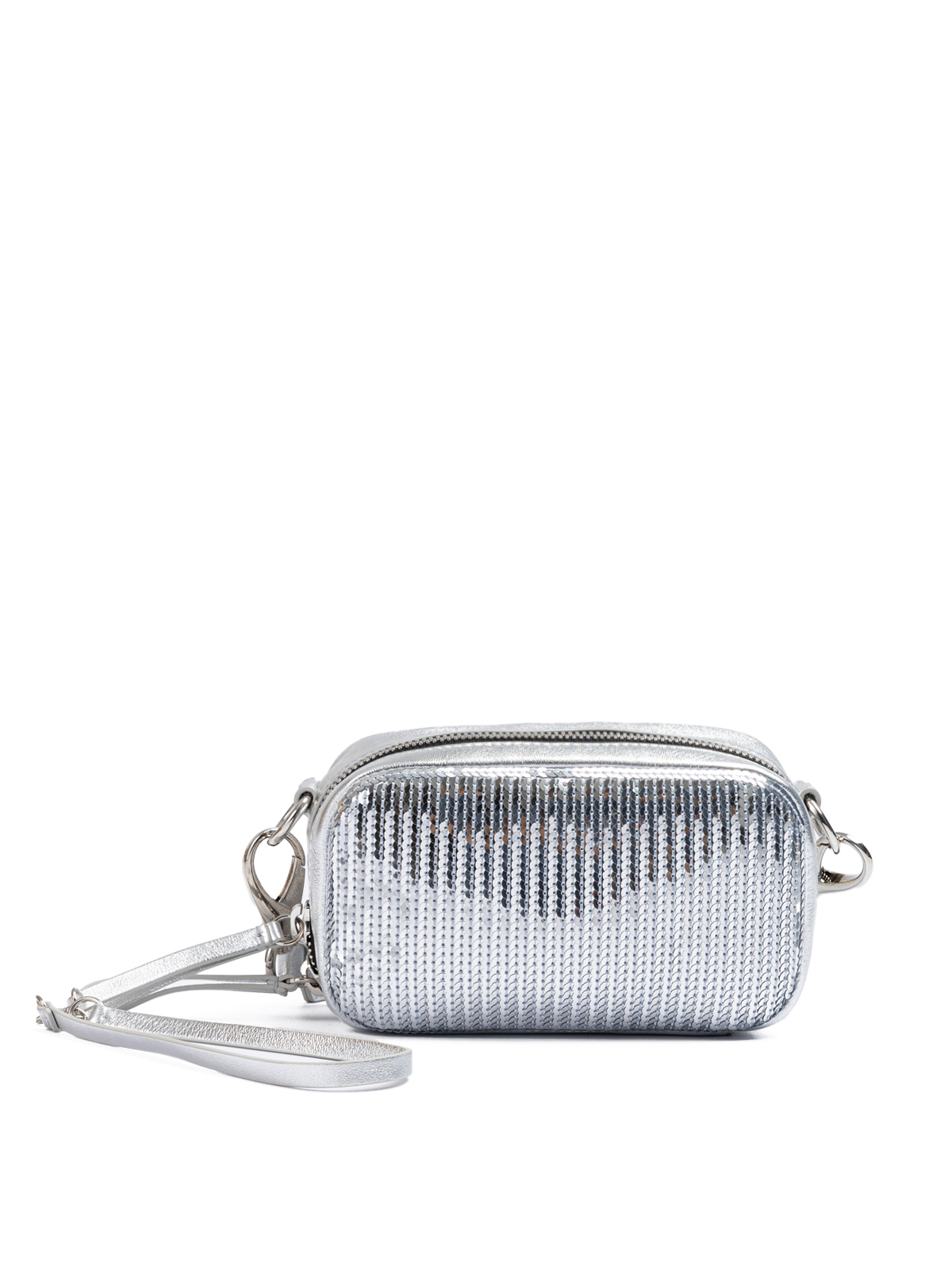 Dsquared2 Silver Paillettes and Leather Clutch Bag