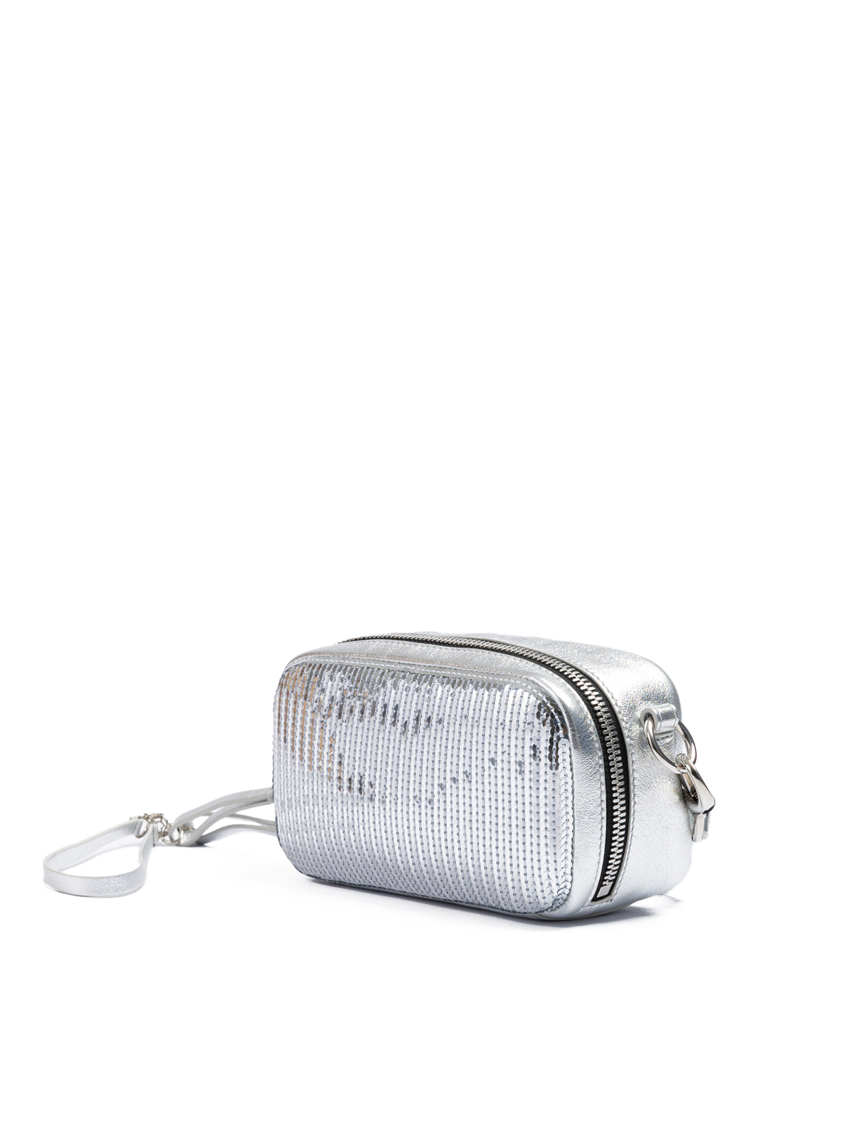 Dsquared2 Silver Paillettes and Leather Clutch Bag