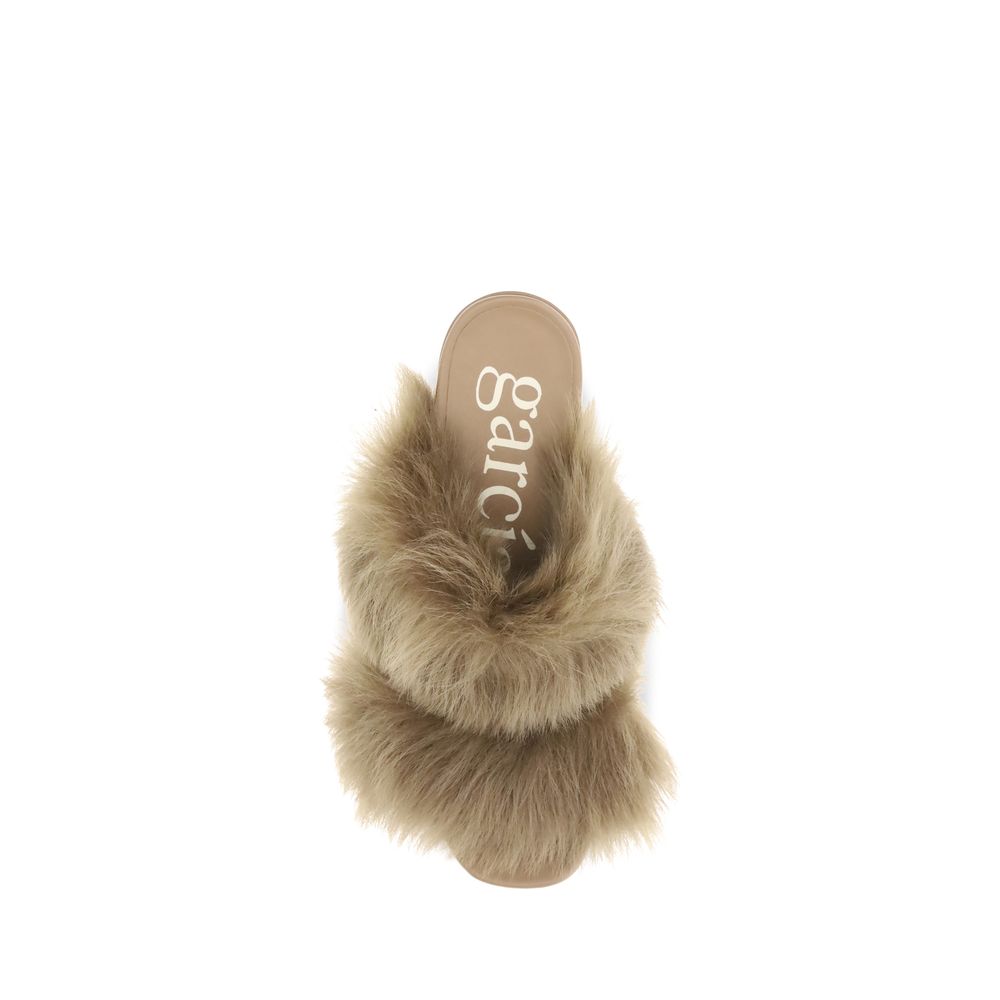 Pedro Garcia Fur-trimmed mules Sandals