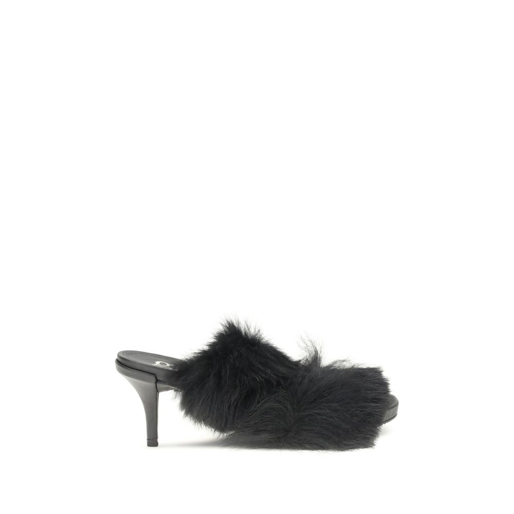 Pedro Garcia Fur-trimmed mules Sandals