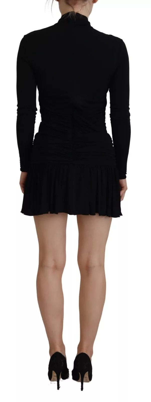 Dsquared2 Black Viscose Long Sleeves Cut Out Mini Dress