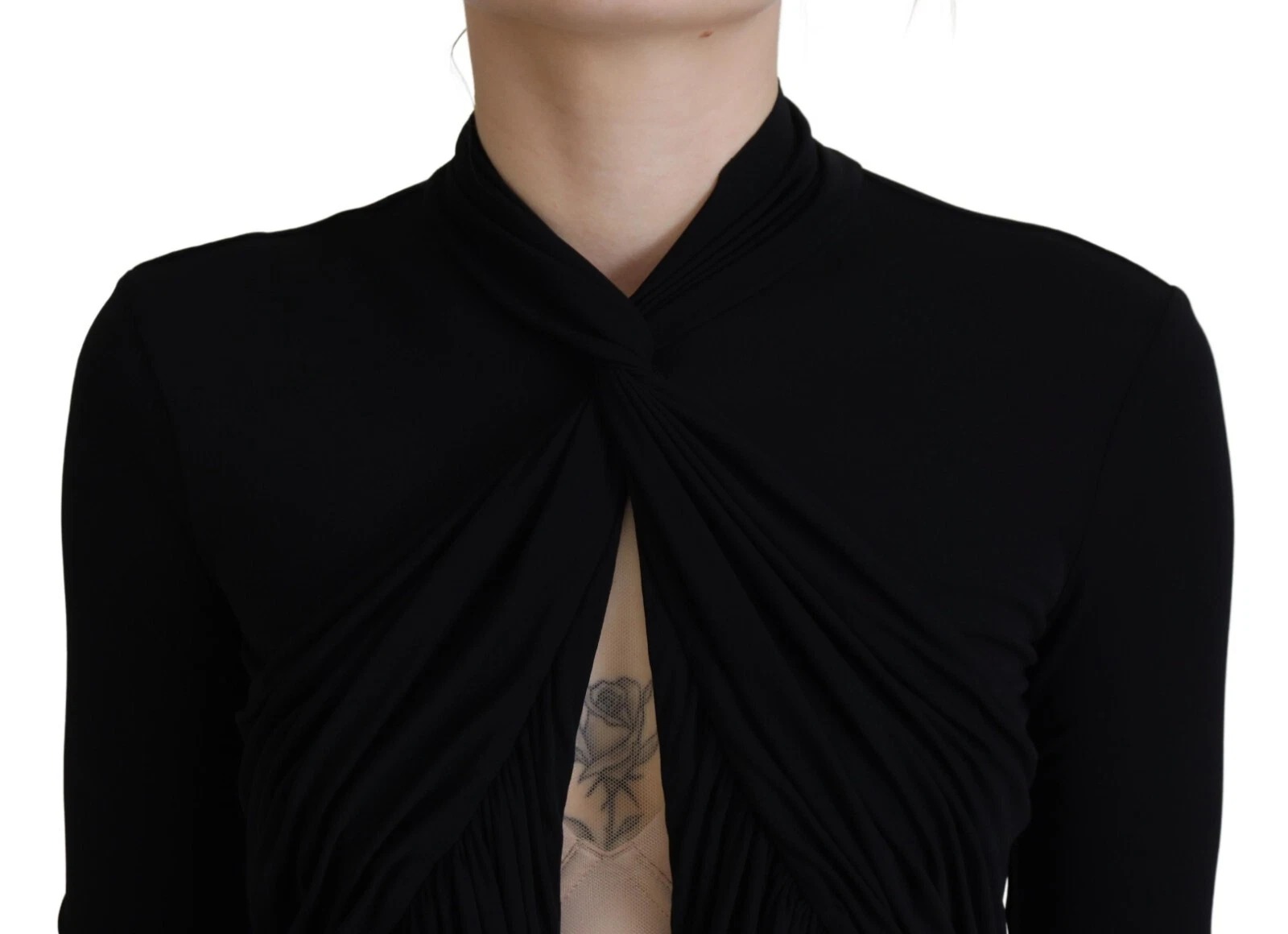 Dsquared2 Black Viscose Long Sleeves Cut Out Mini Dress