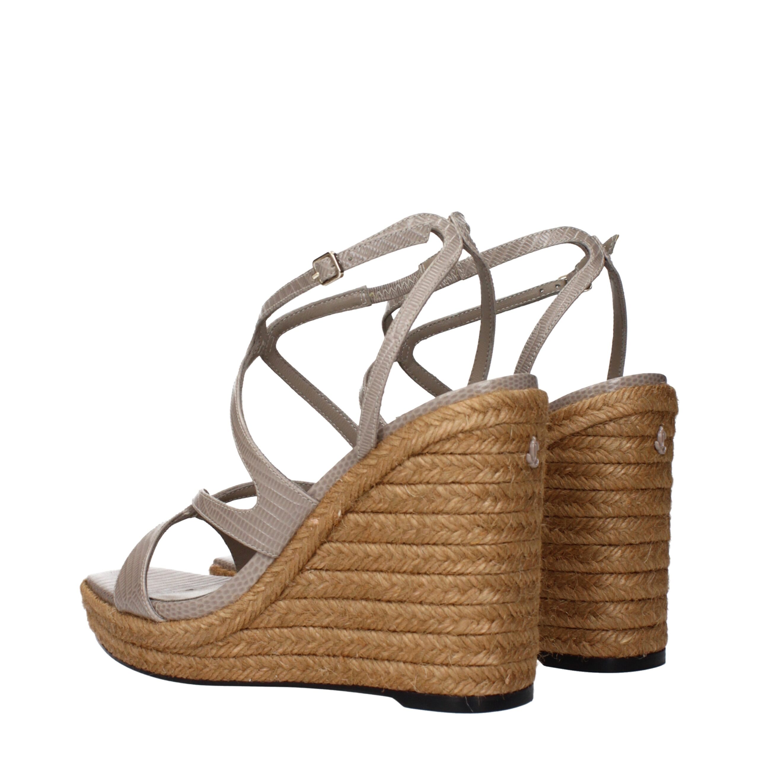 Jimmy Choo Eyewear Gray Leather Wedges Sandals