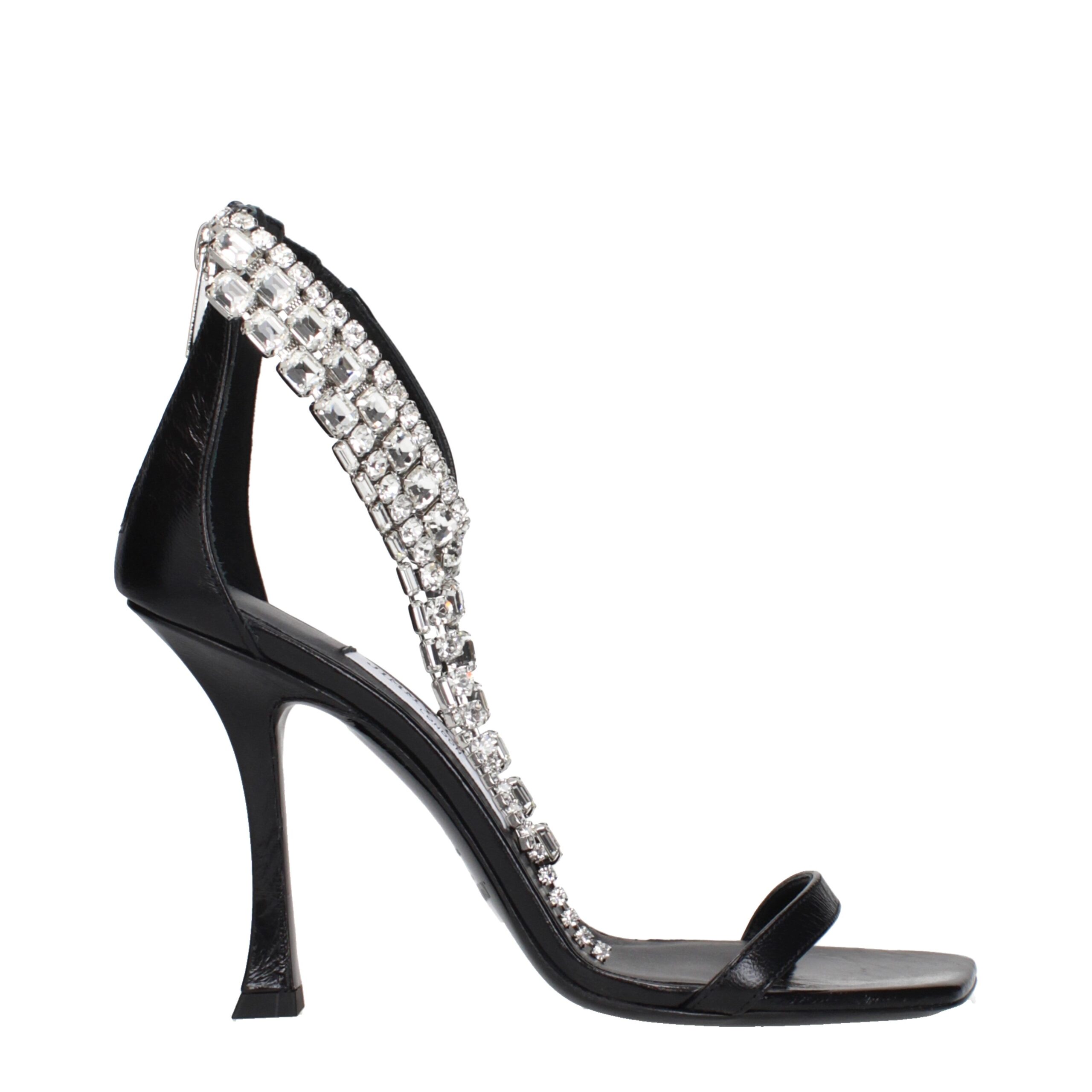 Jimmy Choo Eyewear Black Leather Stiletto Heels Sandals