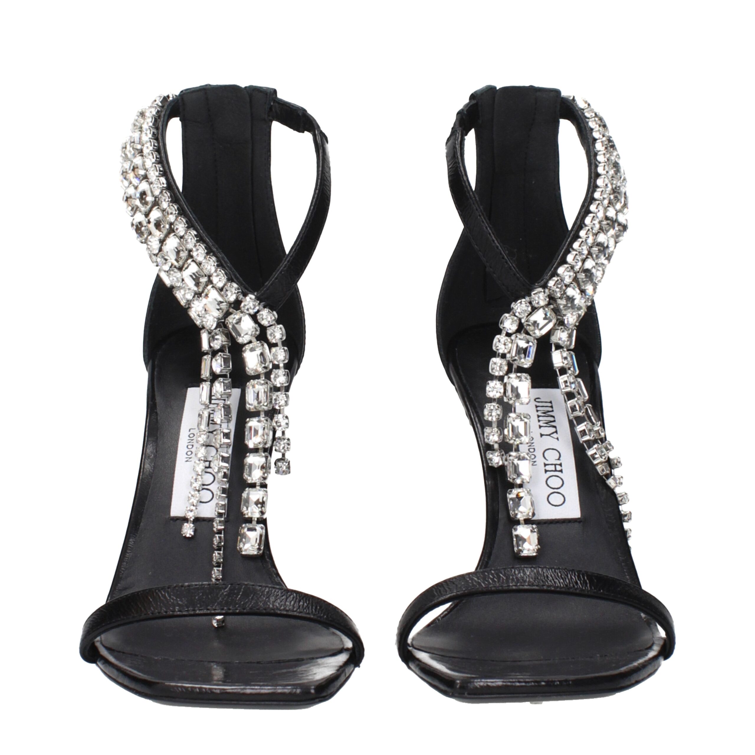 Jimmy Choo Eyewear Black Leather Stiletto Heels Sandals