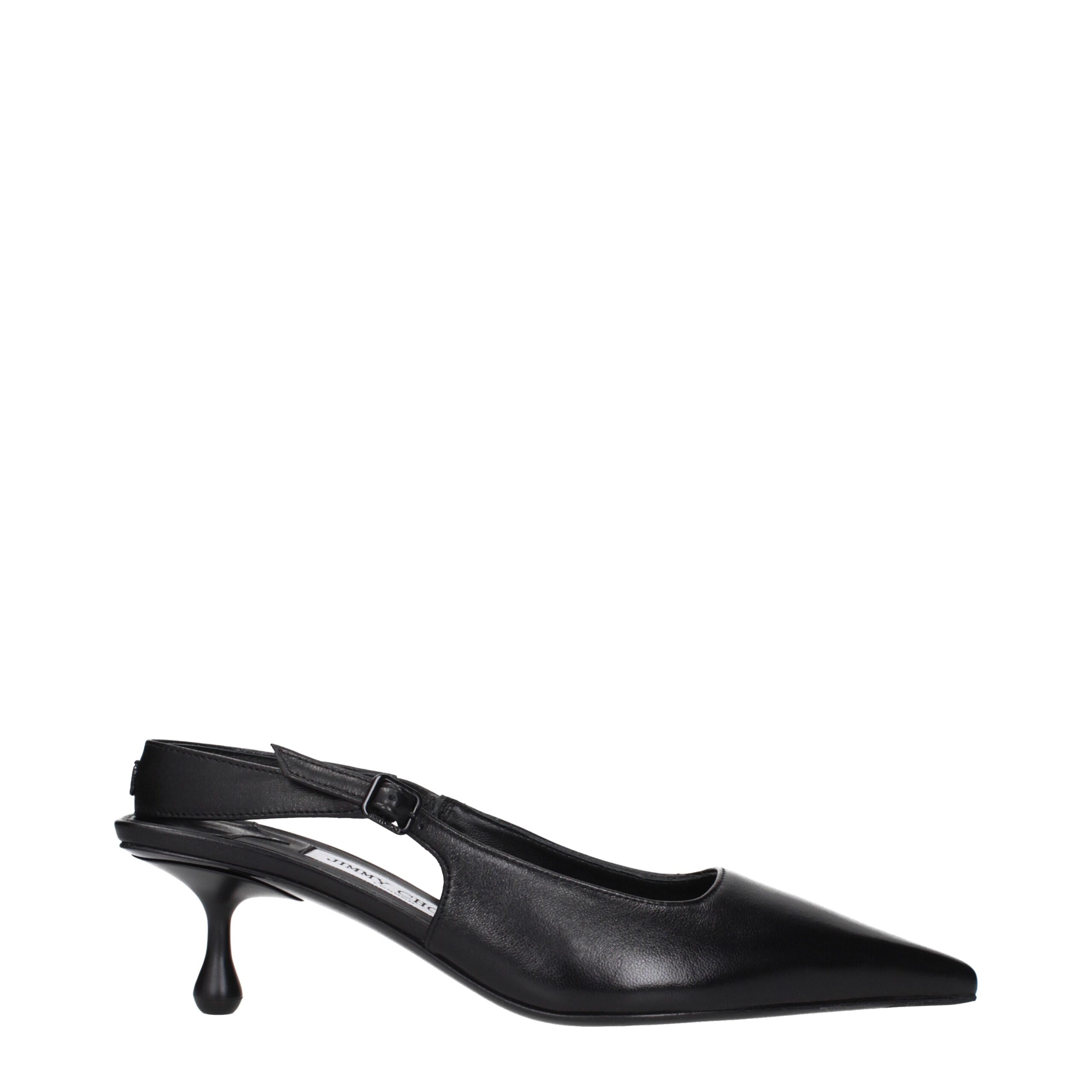 Jimmy Choo Eyewear Black Leather Flat Sandals