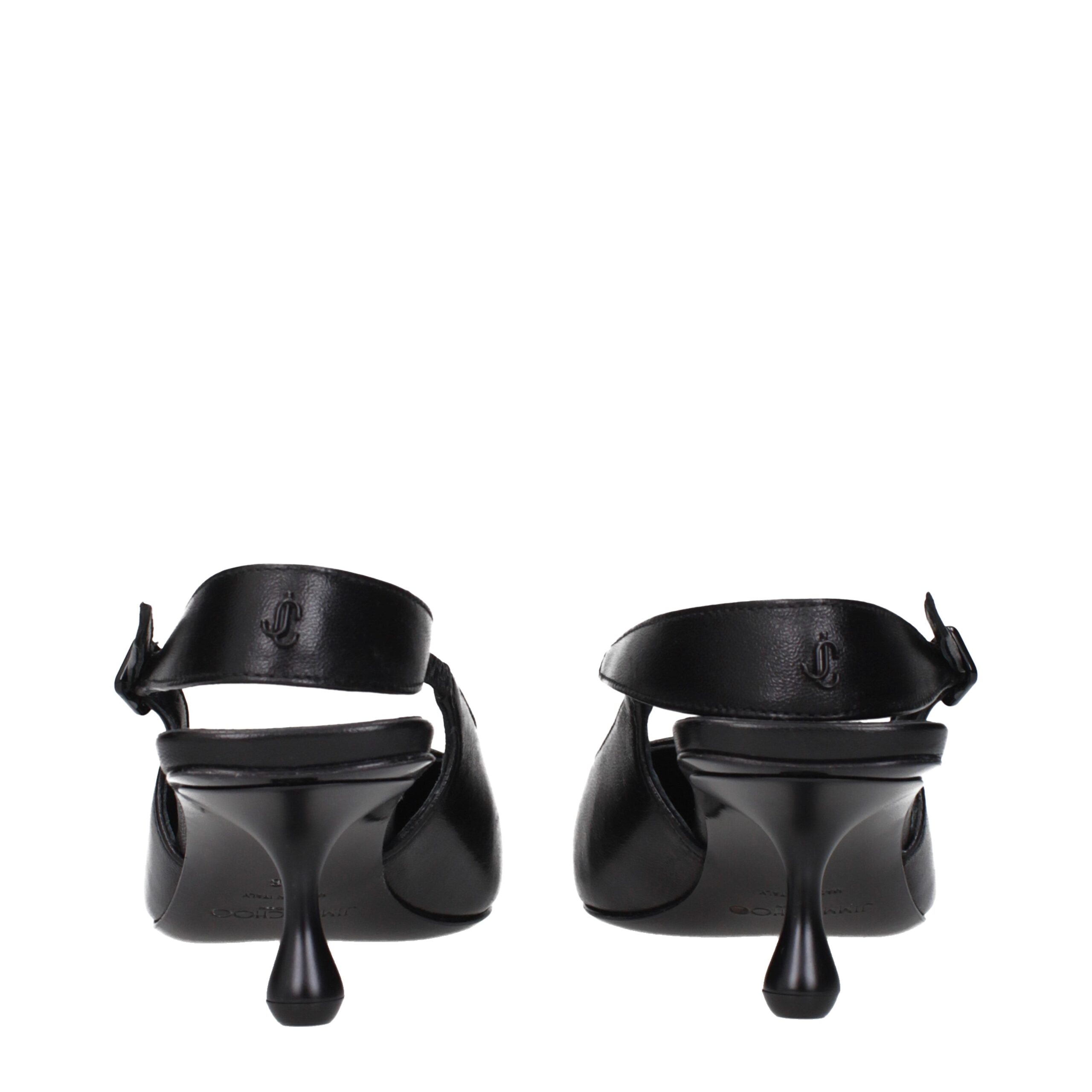 Jimmy Choo Eyewear Black Leather Flat Sandals