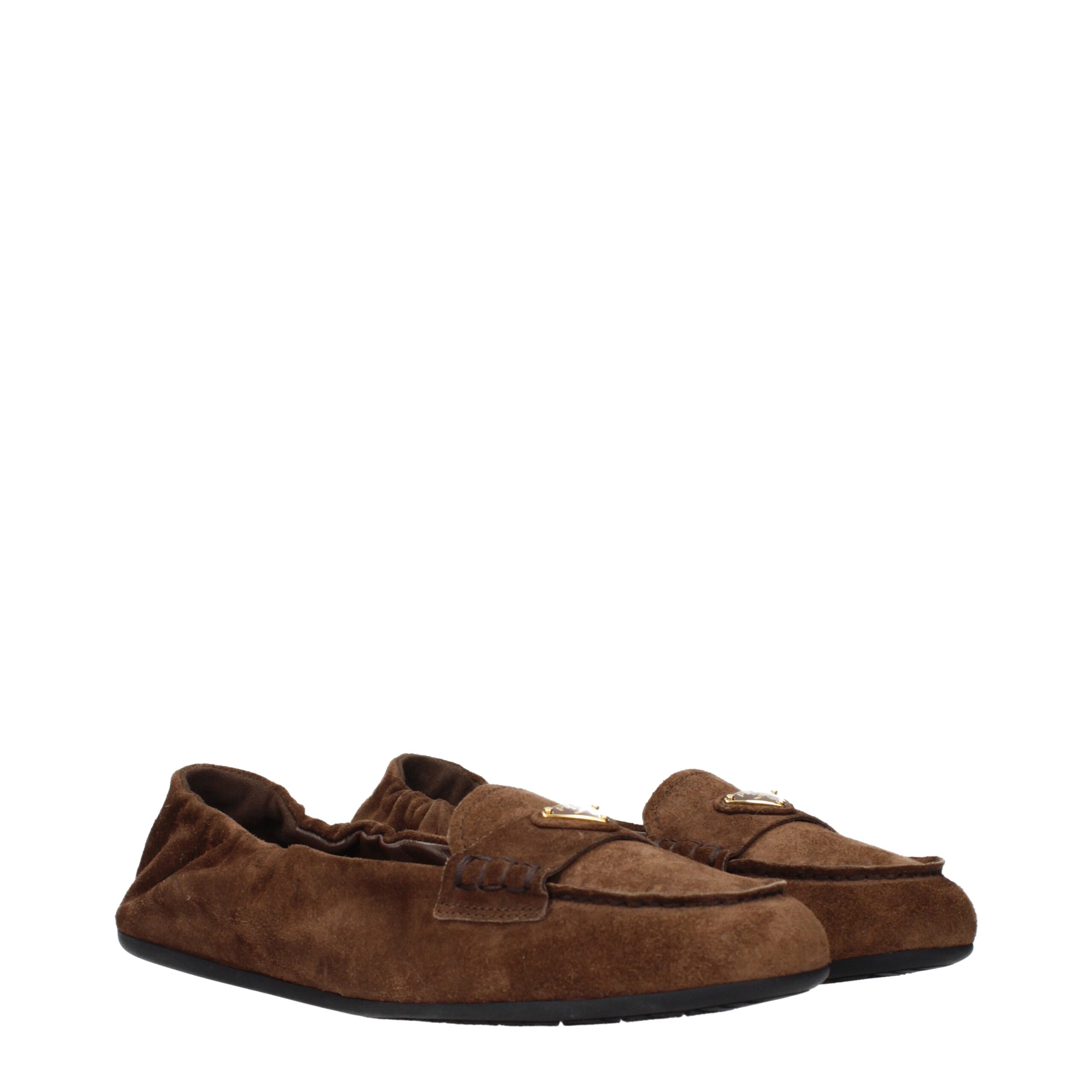 Prada Brown Leather Slip-On Loafers