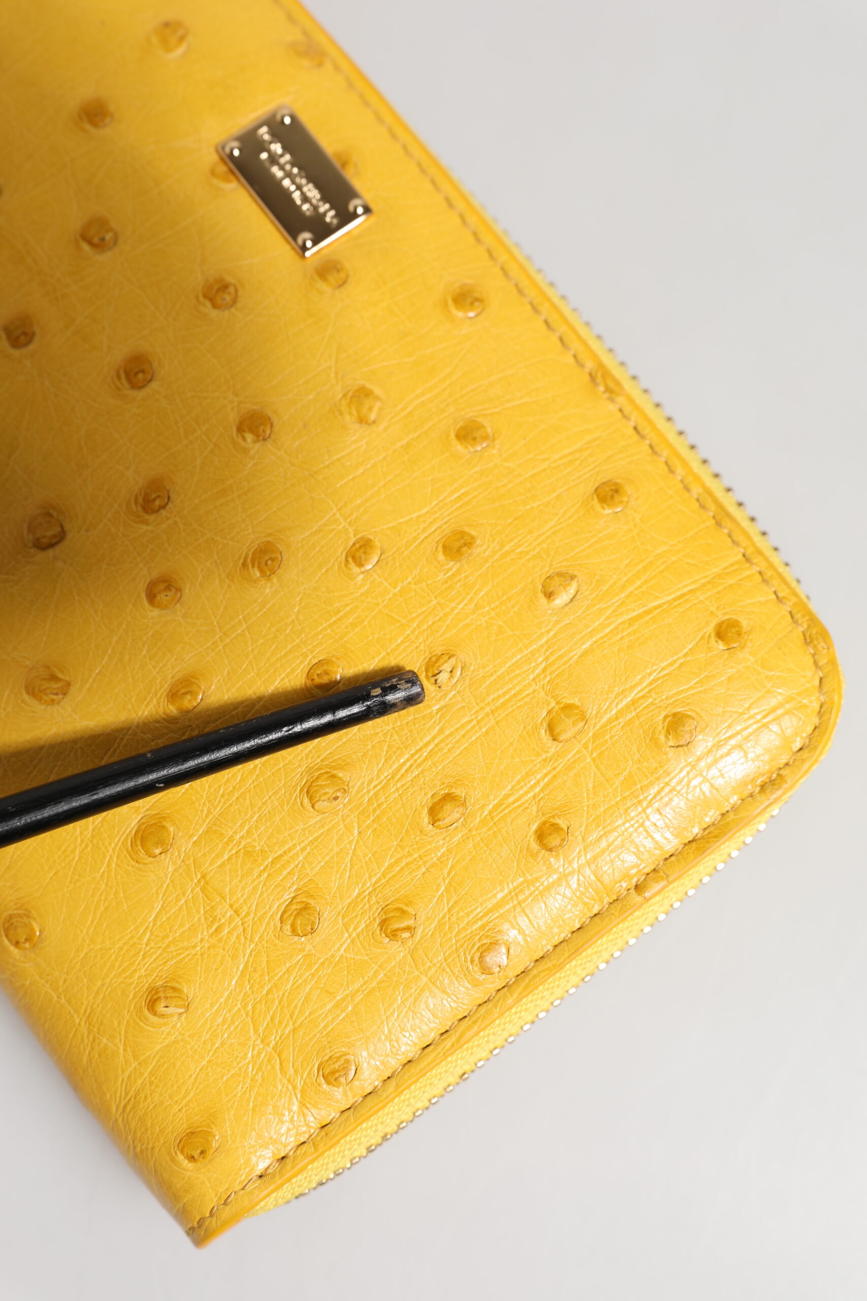 Dolce & Gabbana Yellow Leather Logo Plaque Zip Around Continental Wallet