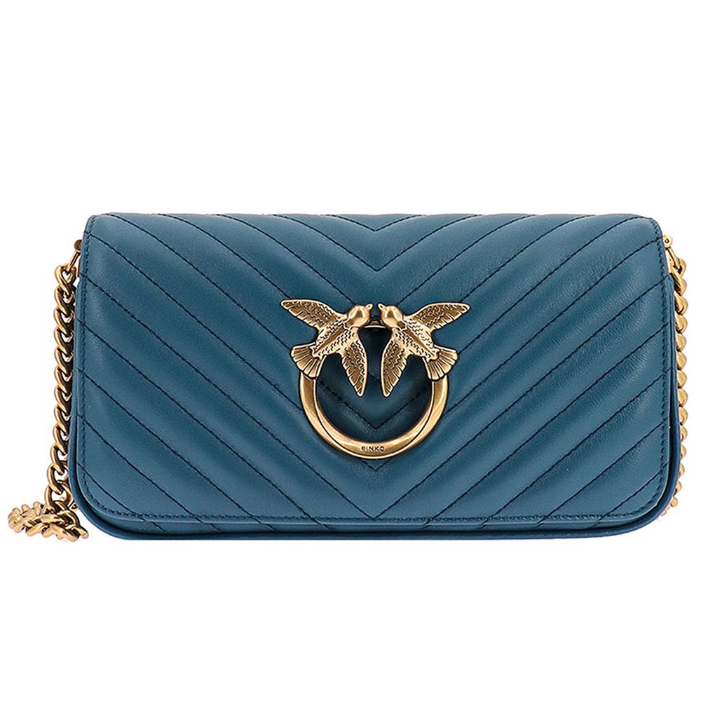 Pinko Blue Calfskin Crossbody Bag