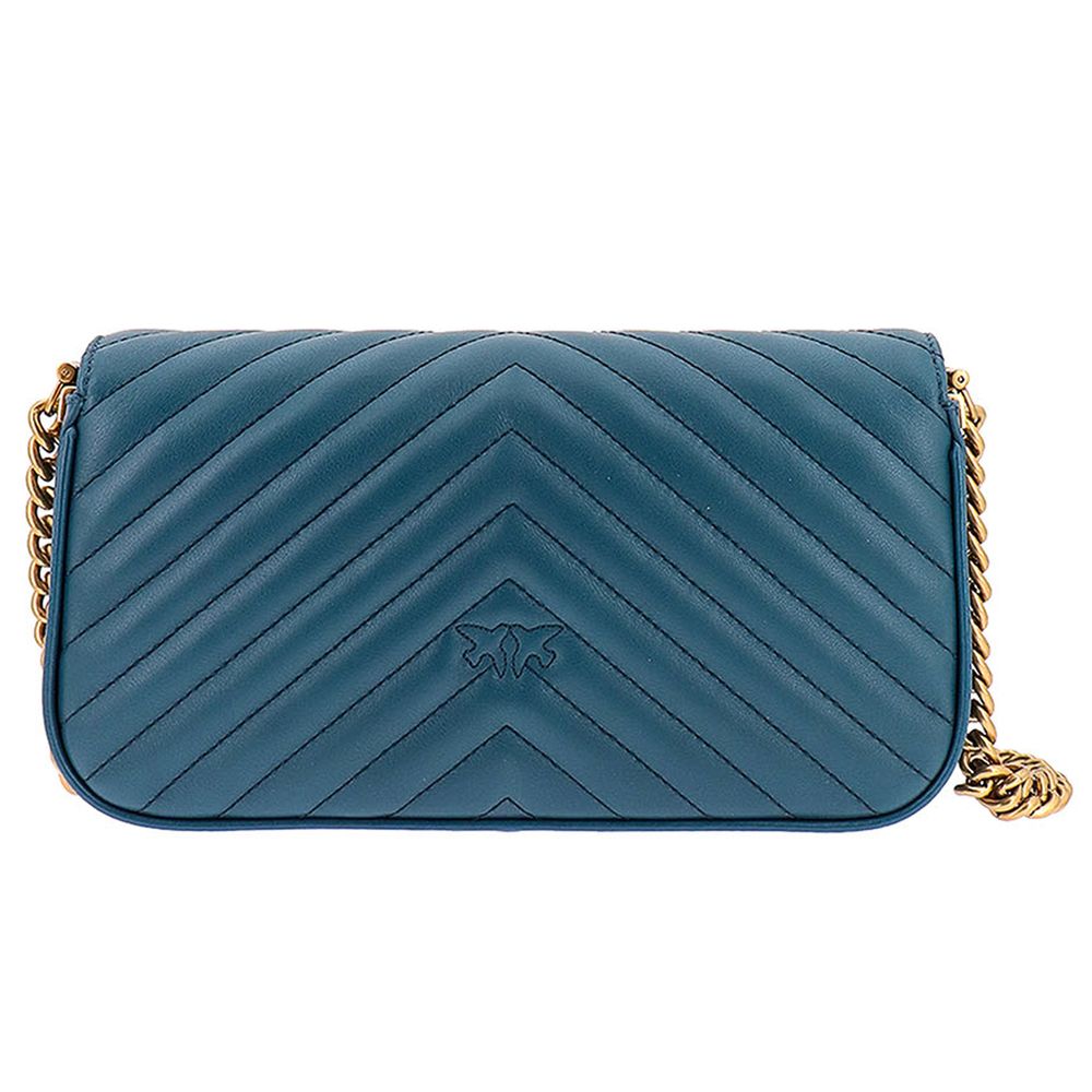 Pinko Blue Calfskin Crossbody Bag