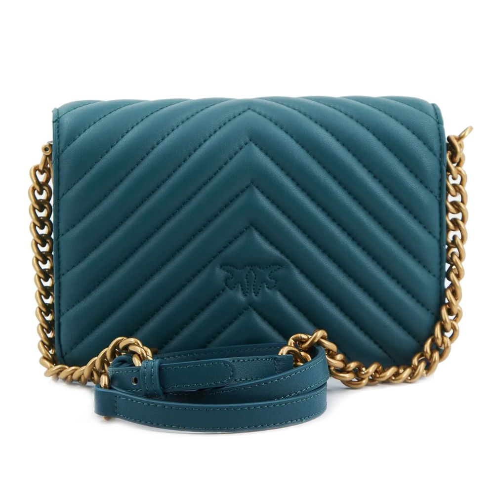 Pinko Blue Calfskin Crossbody Bag