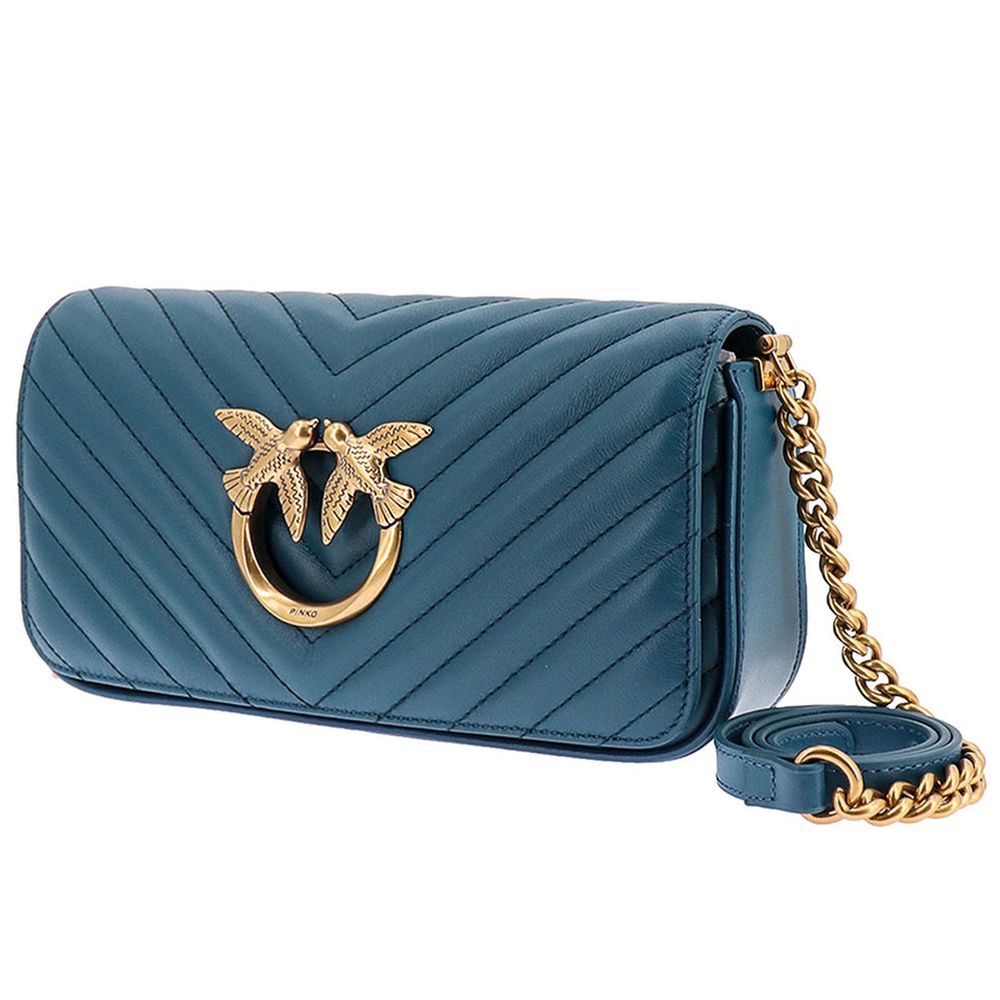 Pinko Blue Calfskin Crossbody Bag