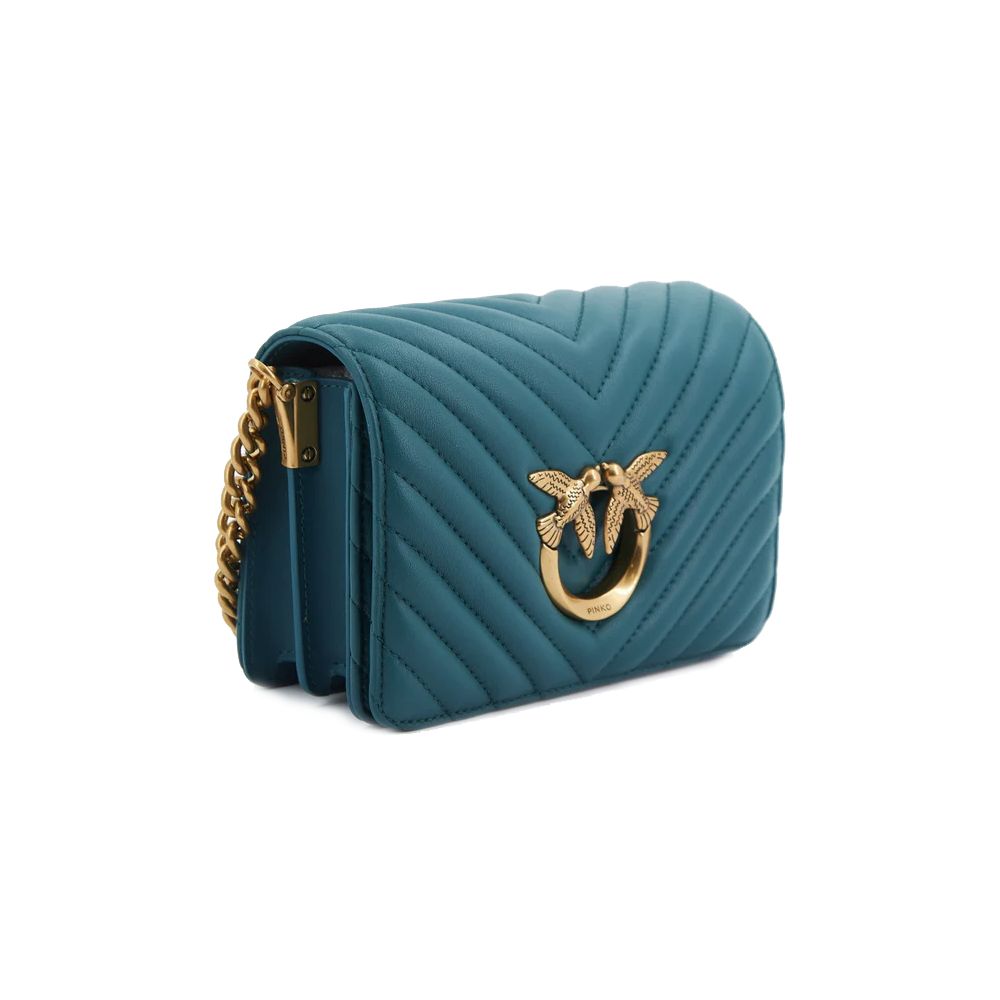 Pinko Blue Calfskin Crossbody Bag