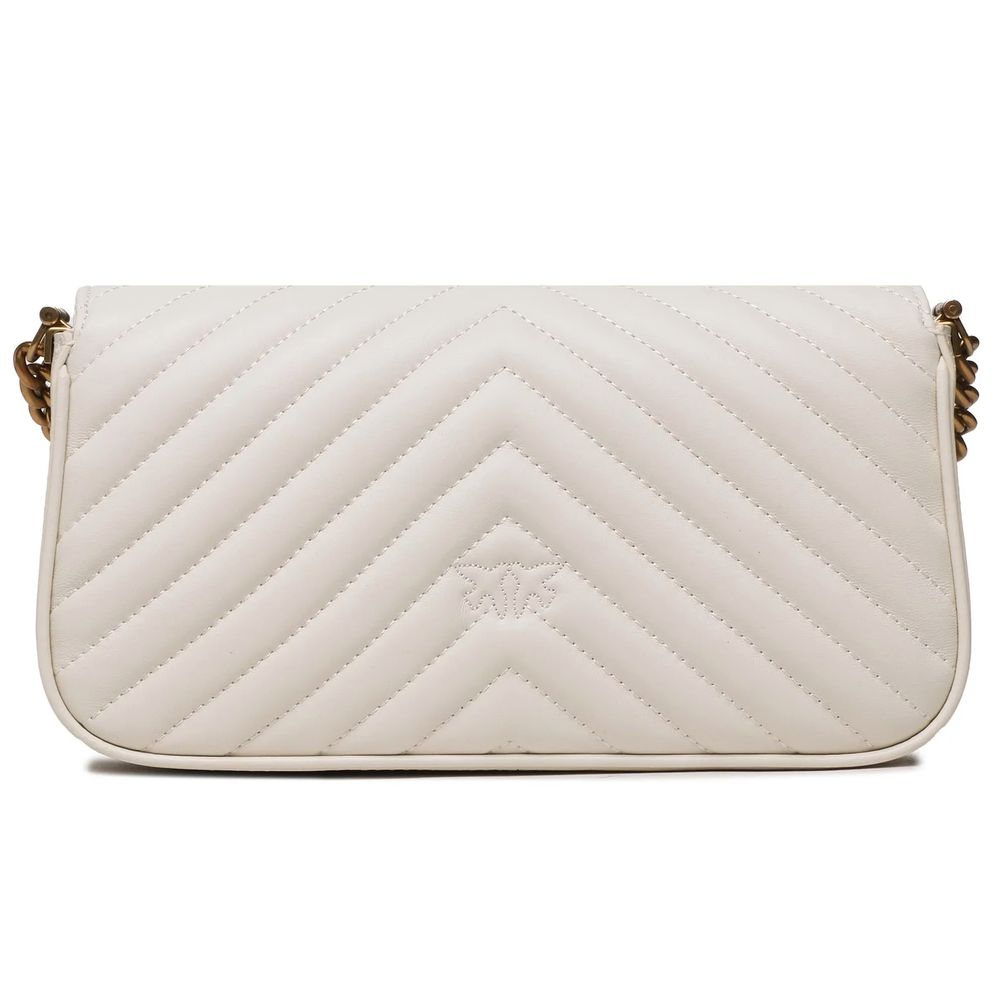 Pinko White Calfskin Crossbody Bag