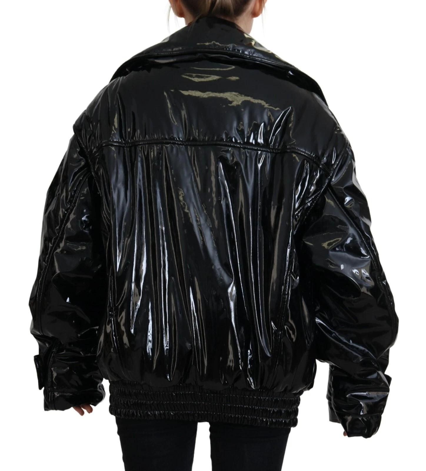 Dolce & Gabbana Polyester Black Shiny Blazer Women Jacket