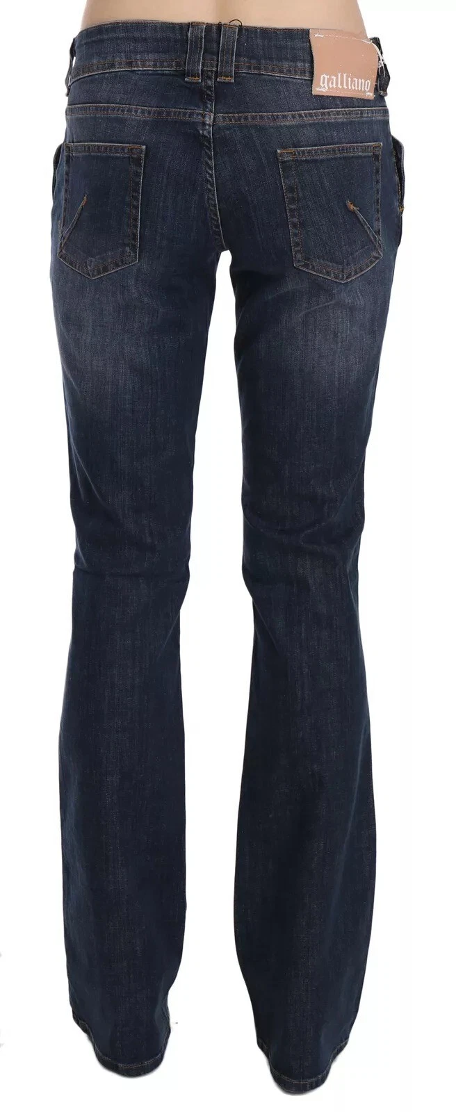 John Galliano Blue Washed Mid Waist Flared Denim Casual Pants Jeans