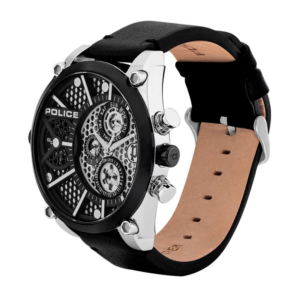The Police Black Leather Watch