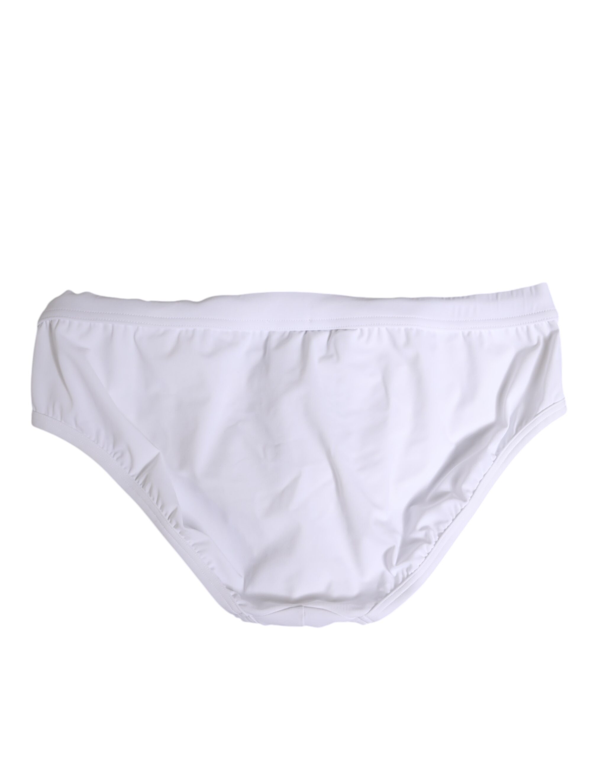 Dolce & Gabbana White Drawstring Men Beachwear Brief Swimwear