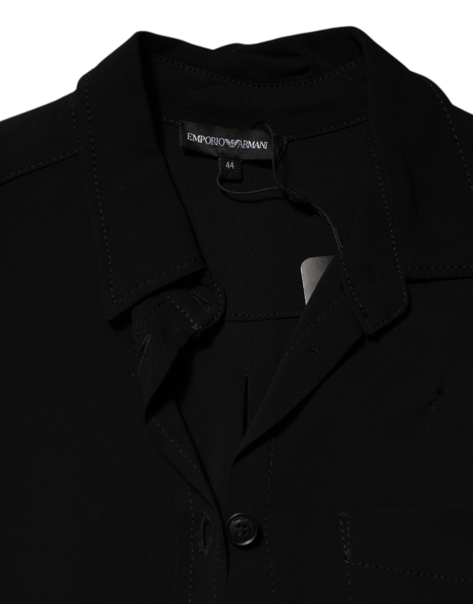 Armani Emporio Black Viscose Blend Shirt Style Belted  Dress