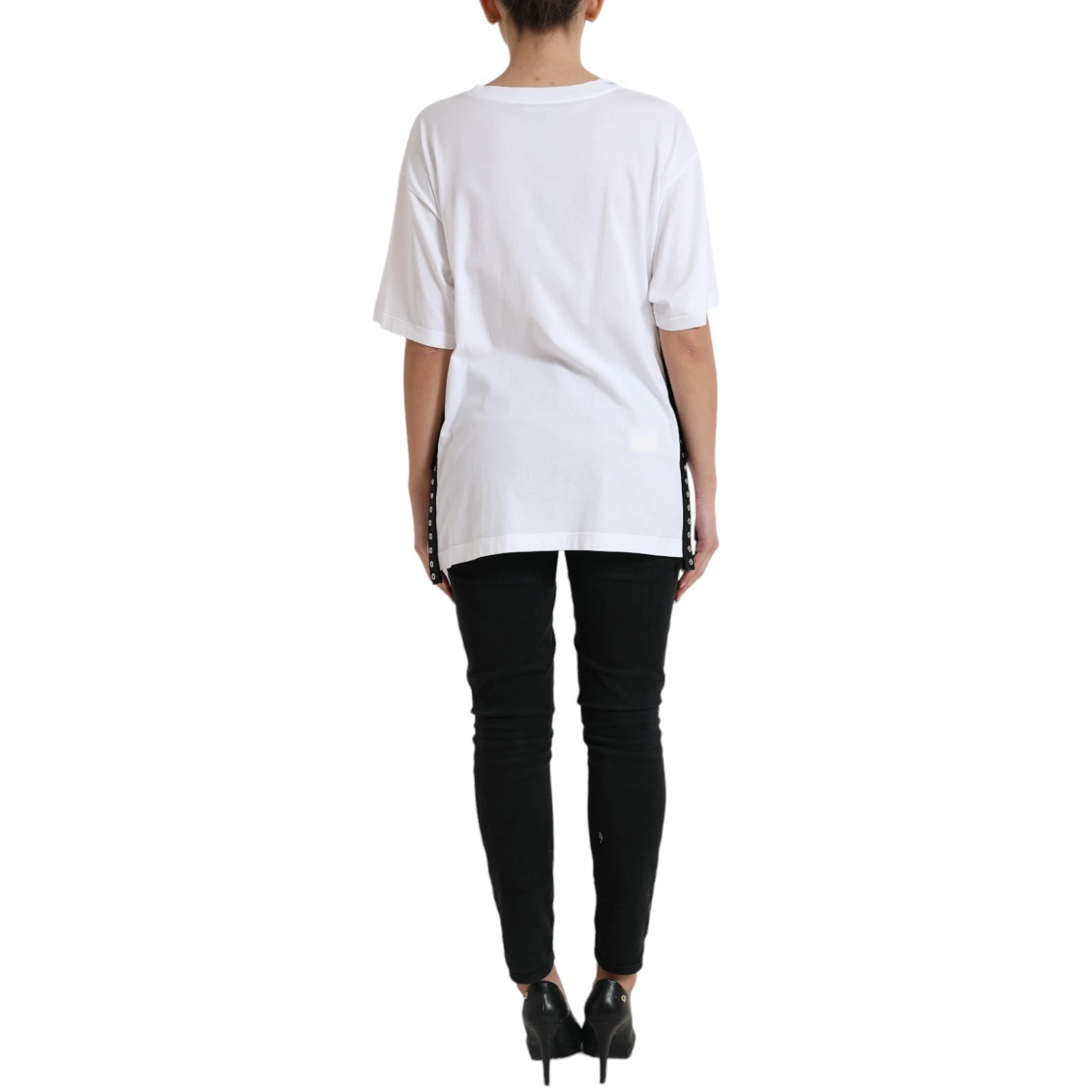 Dolce & Gabbana White Cotton 2000 Fashion Print Logo T-shirt