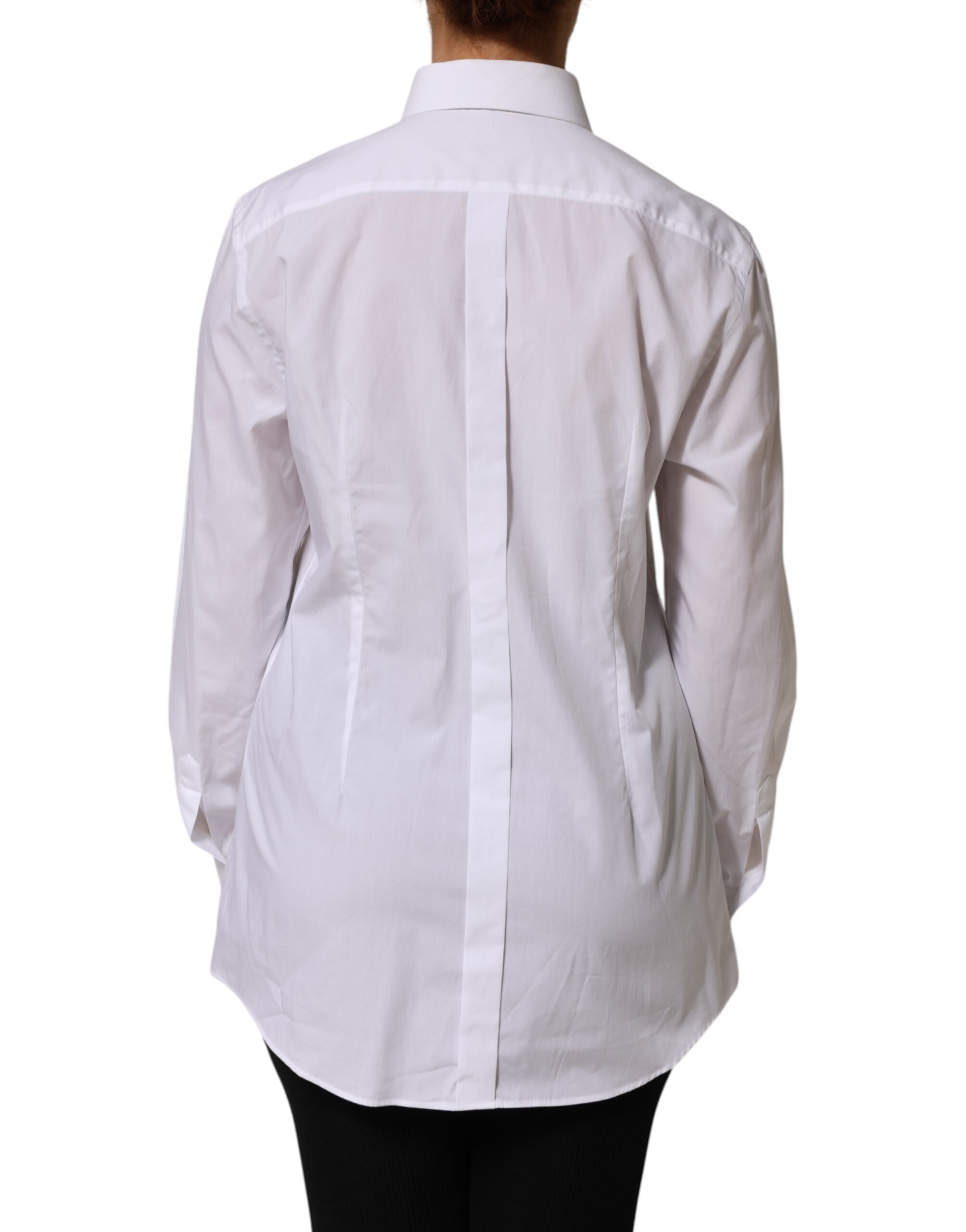 Dolce & Gabbana White Cotton Tuxedo Bib Long Sleeve Dress Shirt