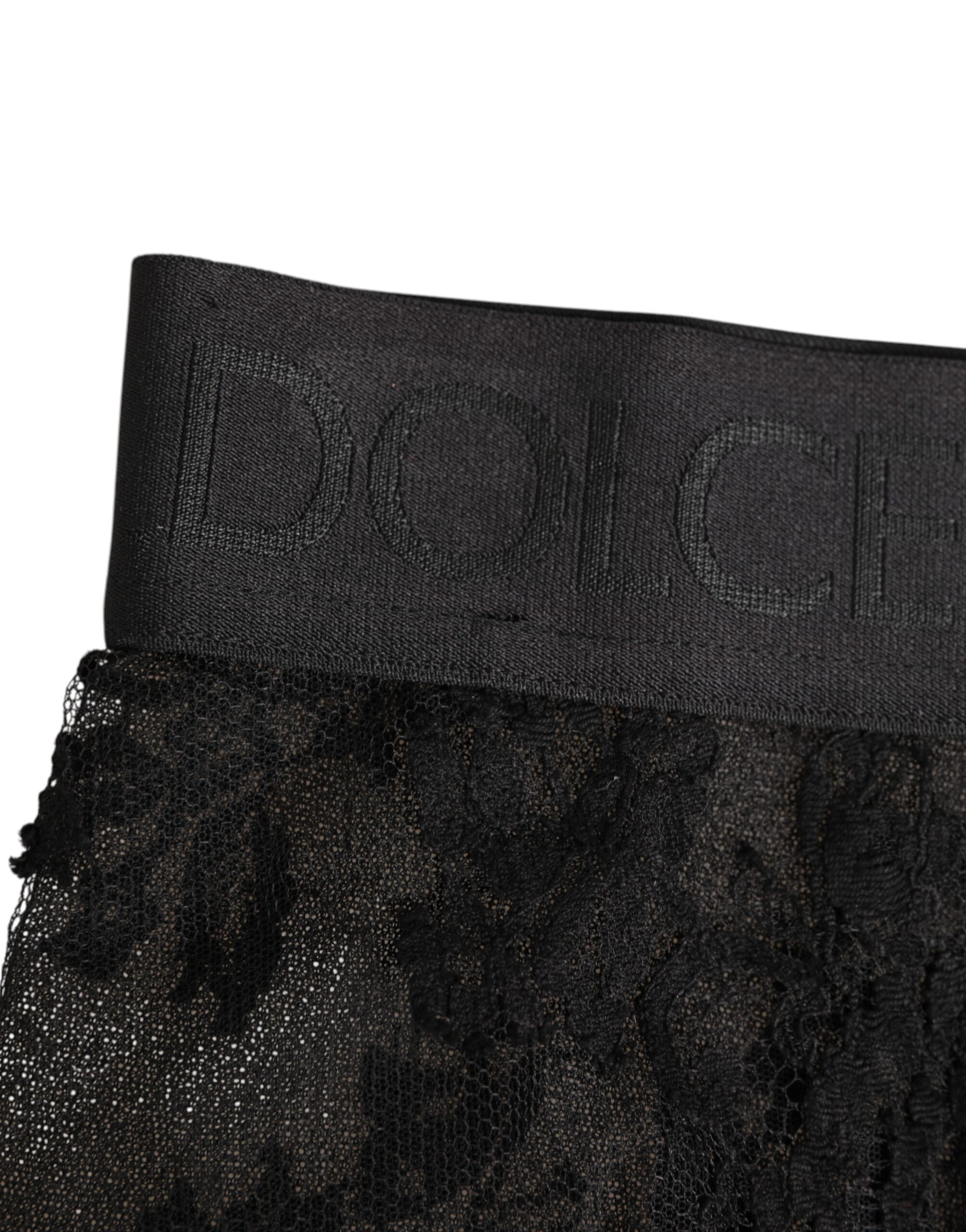 Dolce & Gabbana High Waist Briefs Black Floral Lace  Underwear
