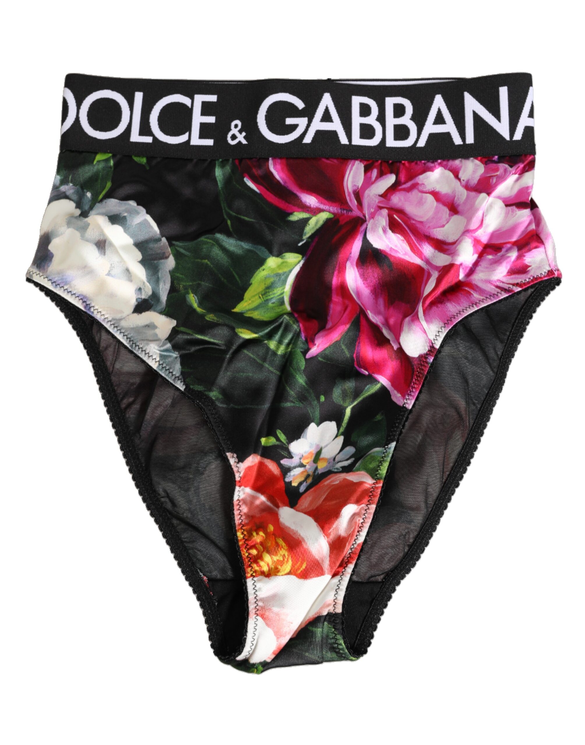 Dolce & Gabbana Black Floral Print High Waist Panty  Underwear