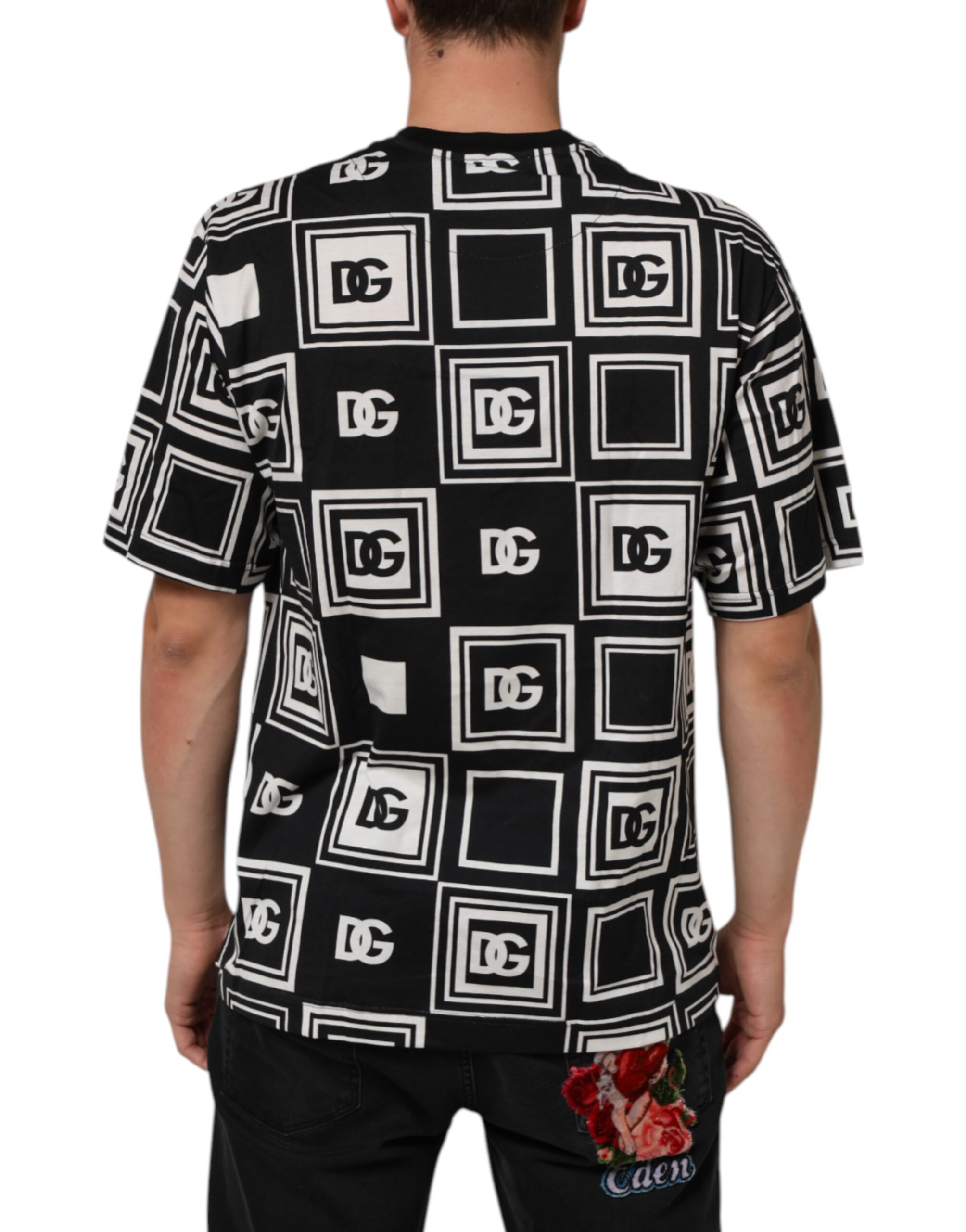Dolce & Gabbana Black Logo Monogram Cotton Crew Neck T-shirt