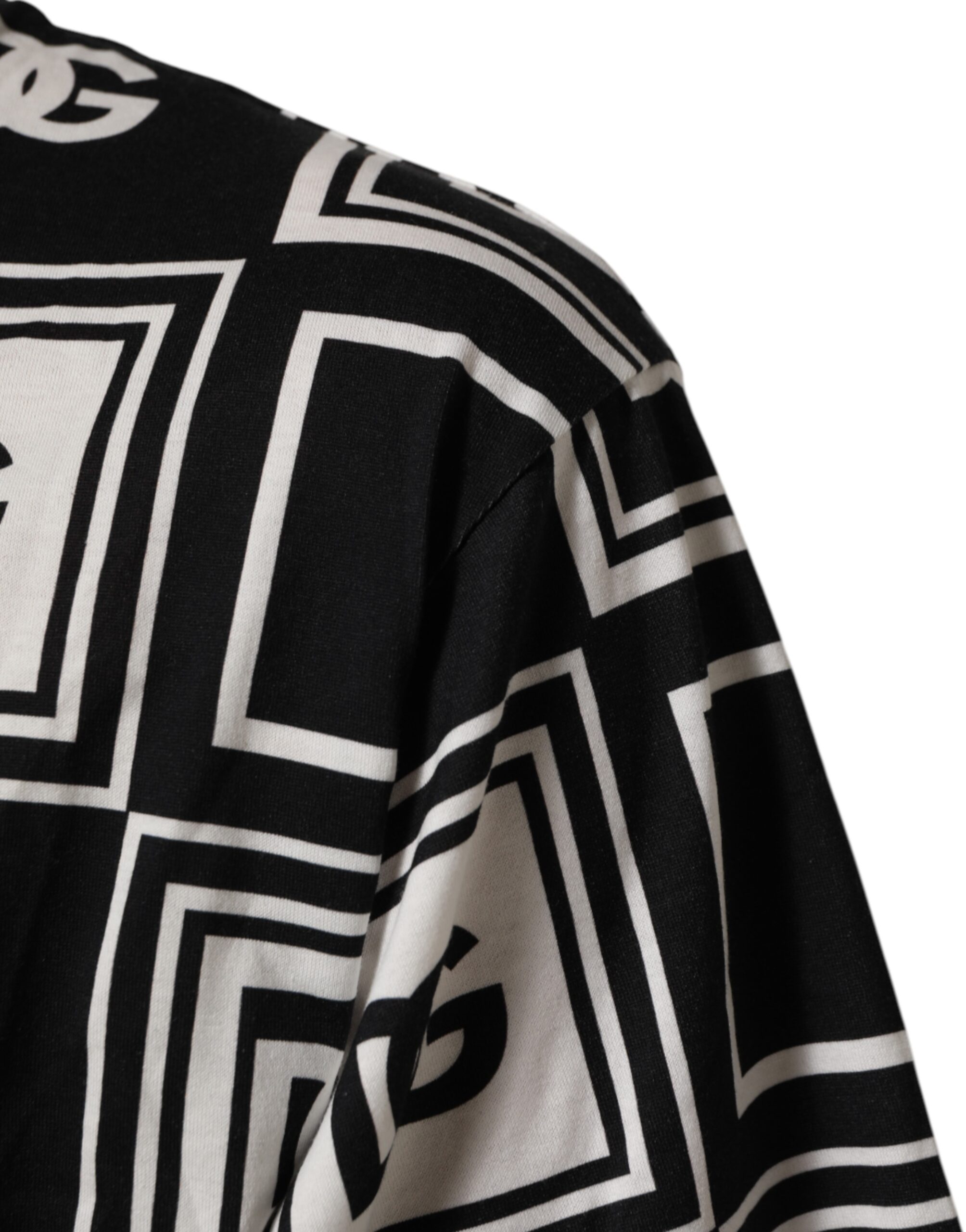 Dolce & Gabbana Black Logo Monogram Cotton Crew Neck T-shirt