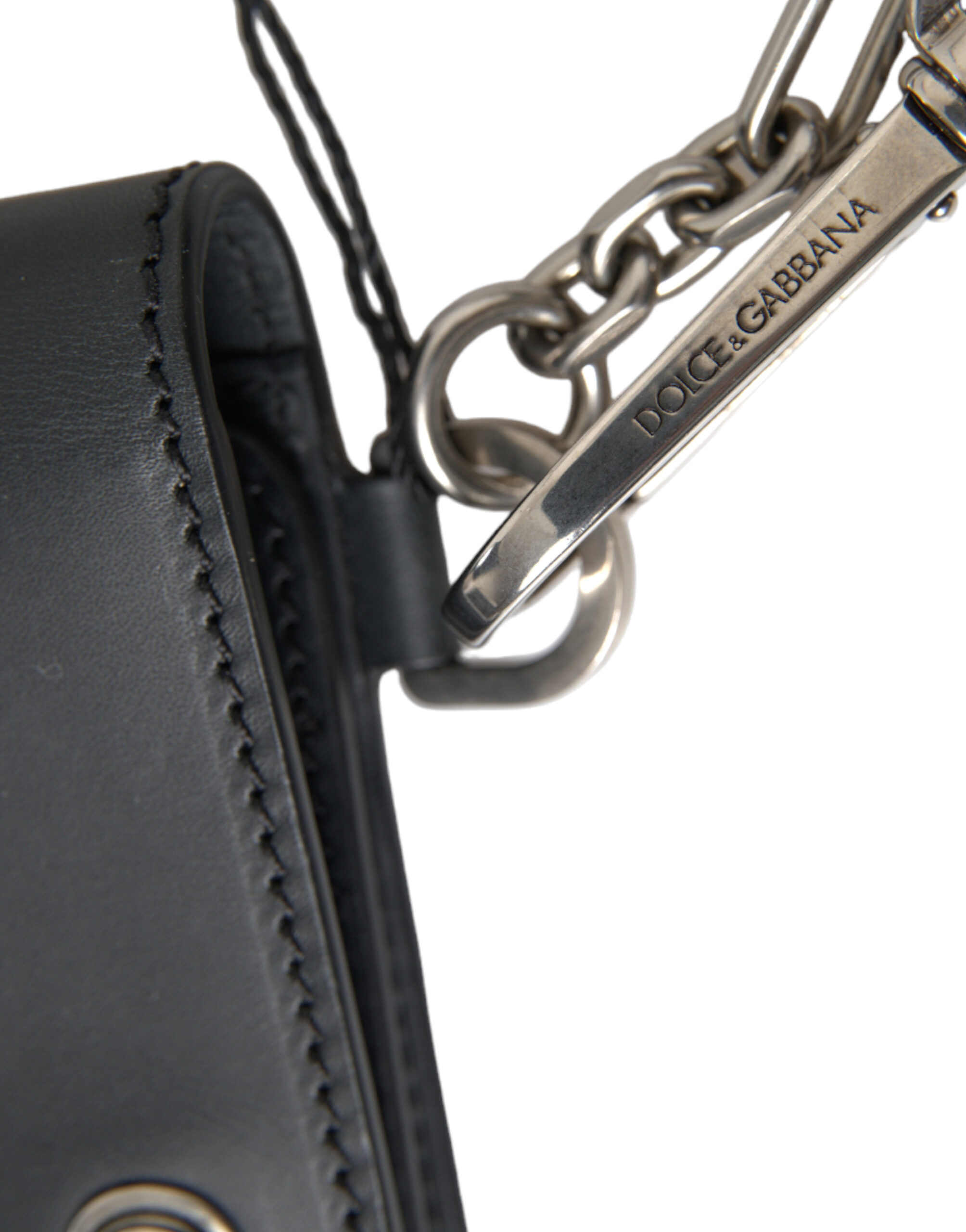 Dolce & Gabbana Black Leather Logo Embossed Mini Bifold Wallet Borse Bag