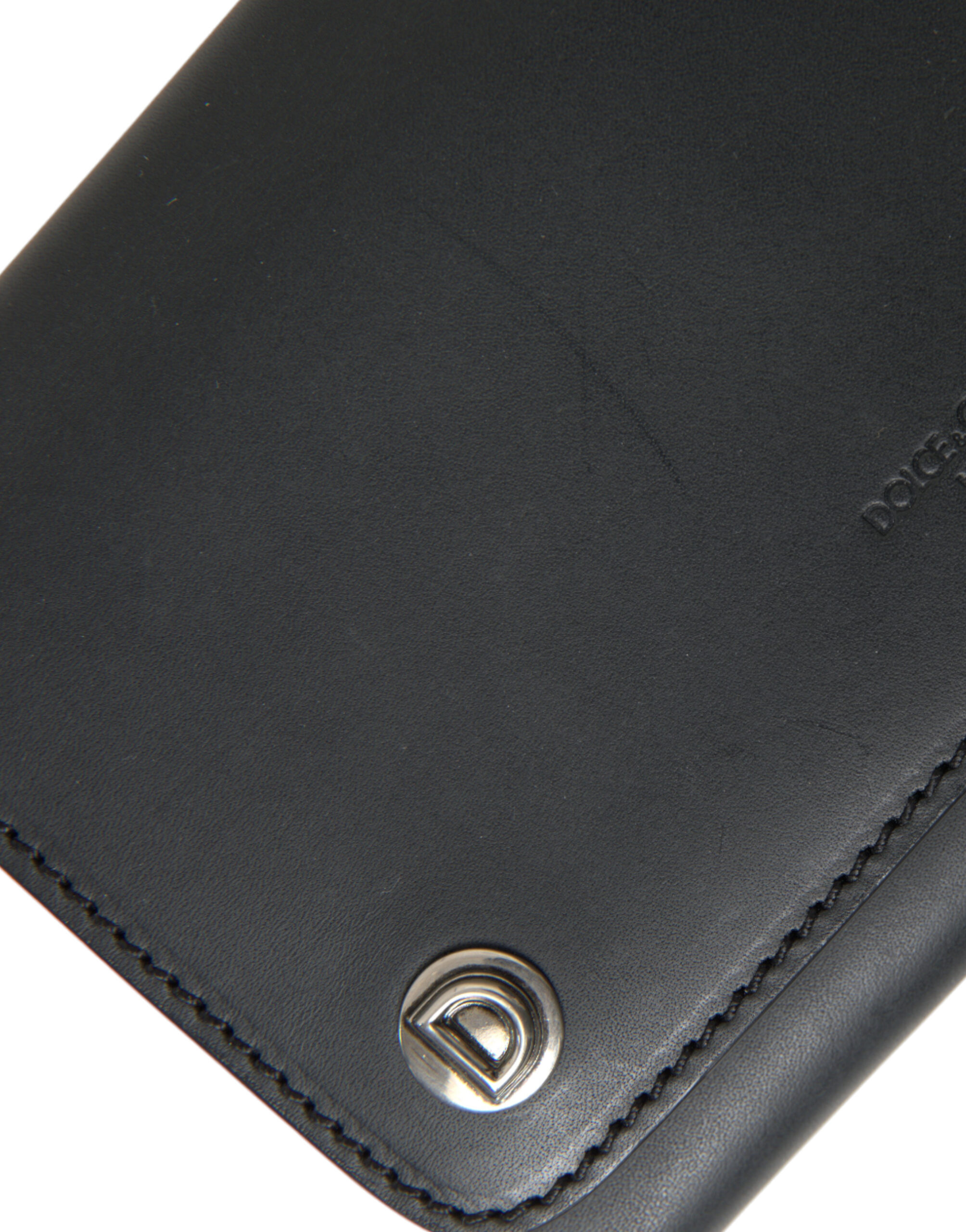 Dolce & Gabbana Black Leather Logo Embossed Mini Bifold Wallet Borse Bag