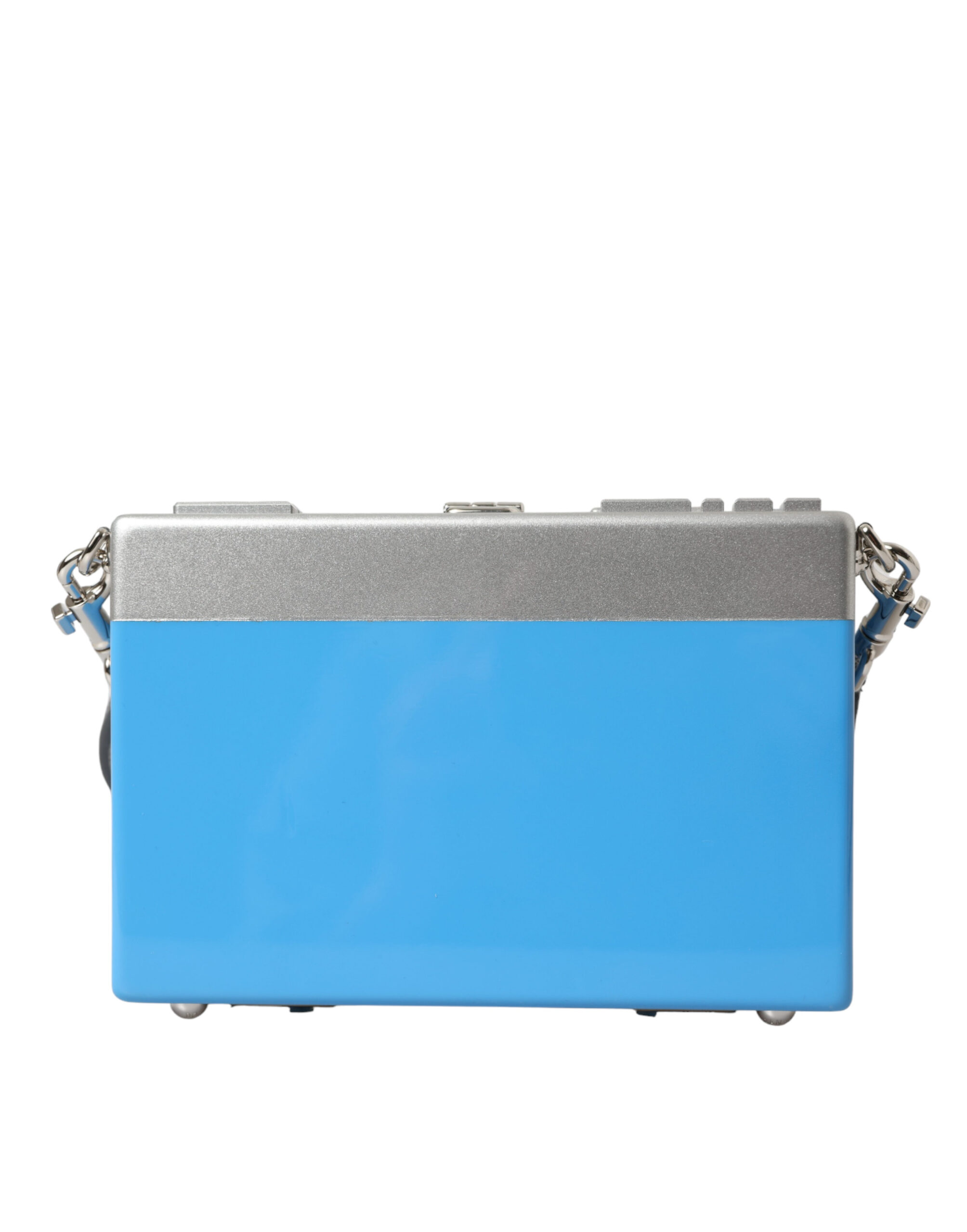 Dolce & Gabbana Blue Silver Wood Walkman Box Clutch Shoulder Borse Bag