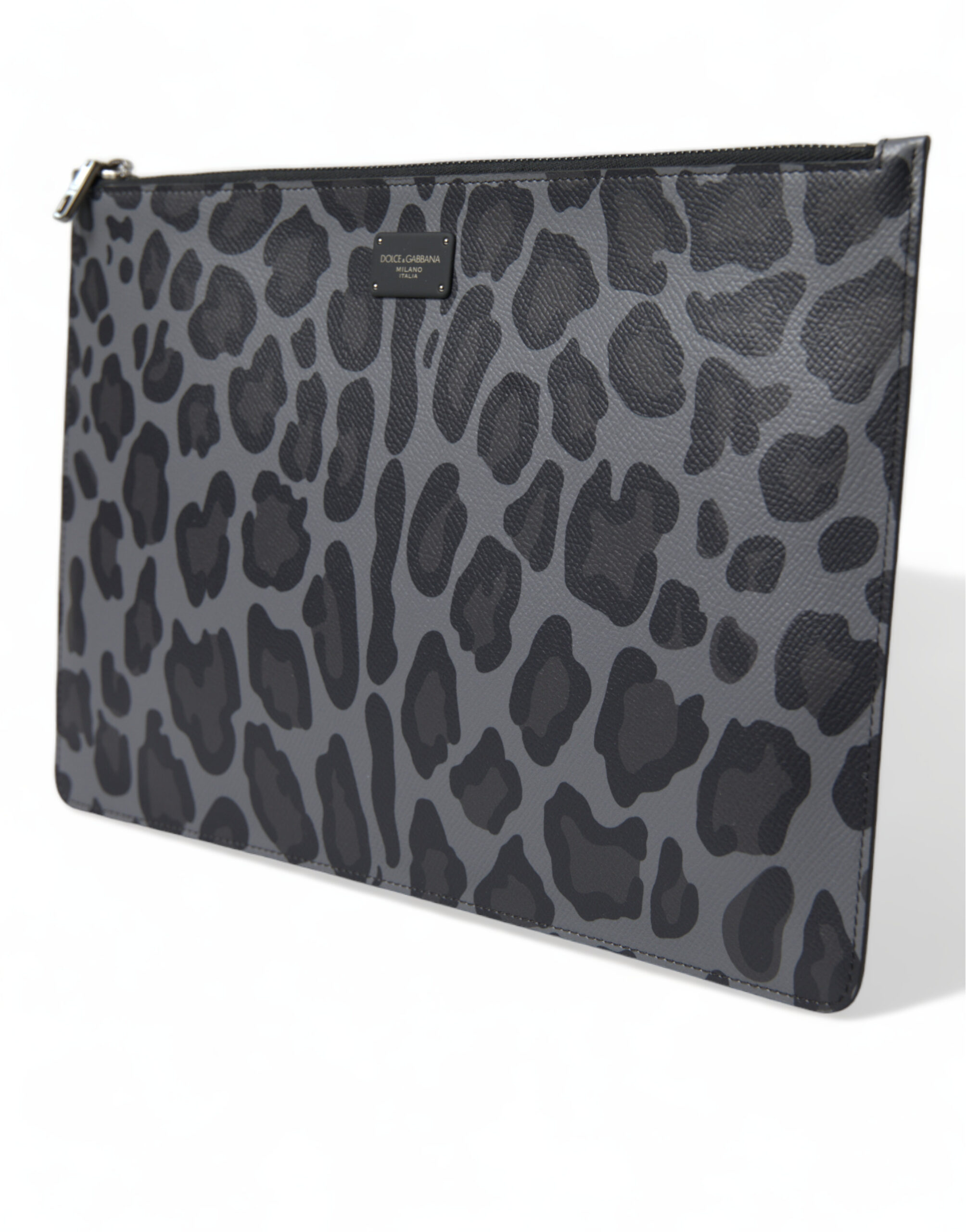 Dolce & Gabbana Multicolor Leopard Jacquard Logo Plaque Document Briefcase Bag