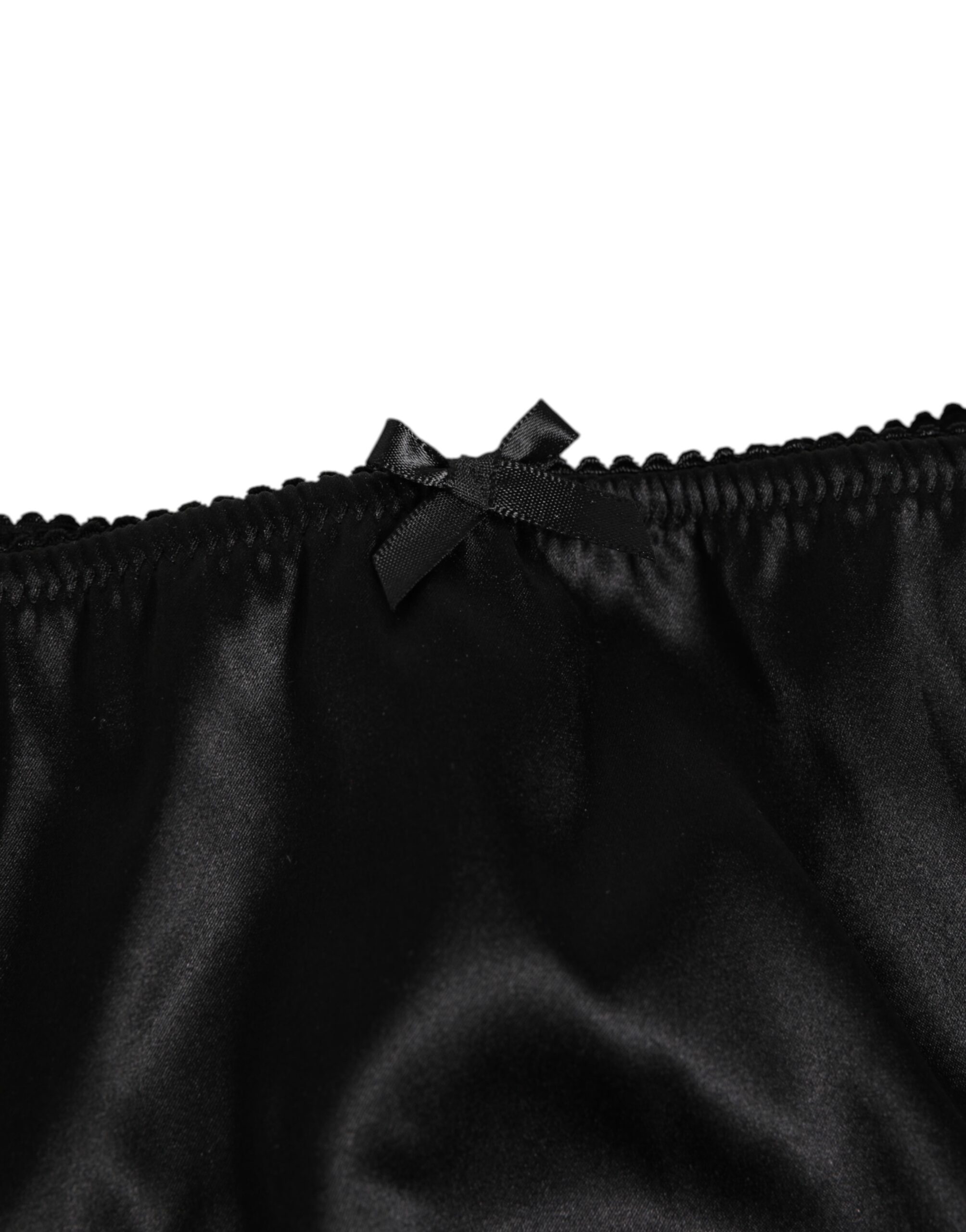Dolce & Gabbana Black Silk Floral Lace Mid Waist Panty Underwear