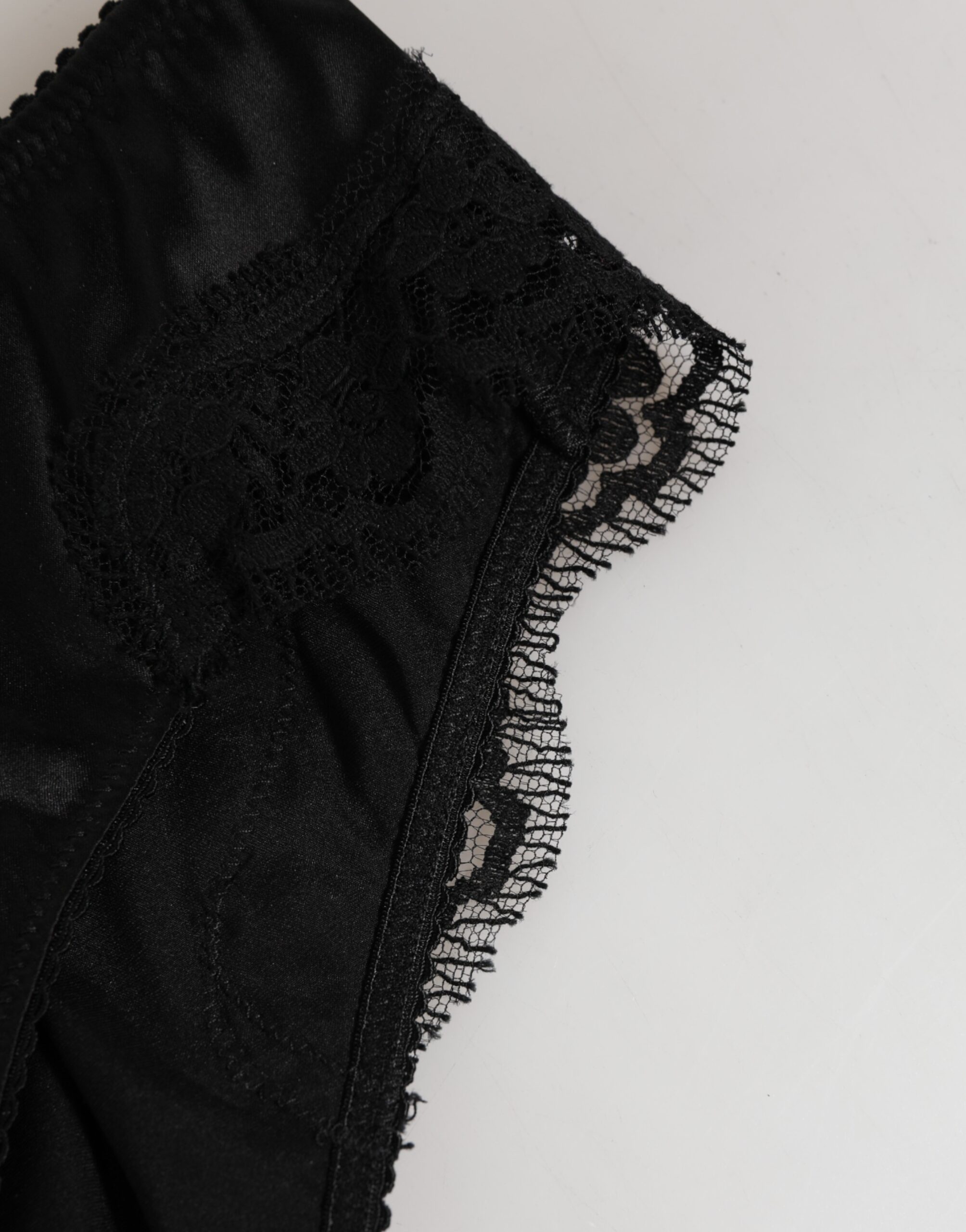 Dolce & Gabbana Black Silk Floral Lace Mid Waist Panty Underwear